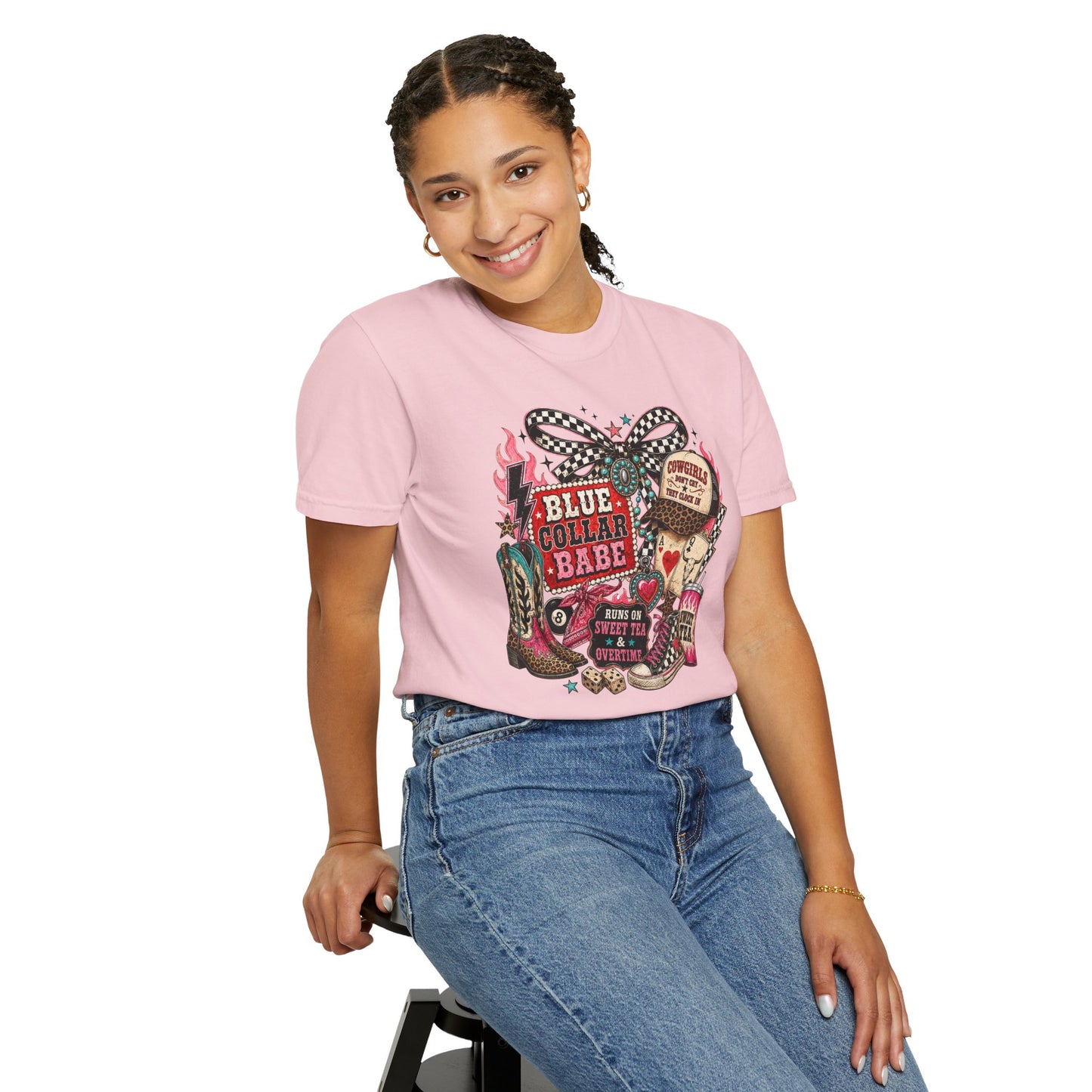 Blue Collar Babe T-Shirt — Retro Cowgirl Graphic Tee