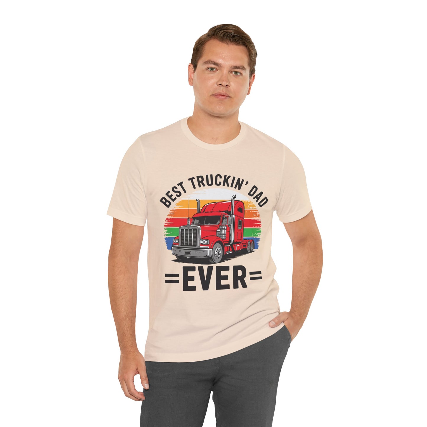 Best Truckin' Dad Ever T-Shirt — Vintage Semi Truck Father's Day Tee