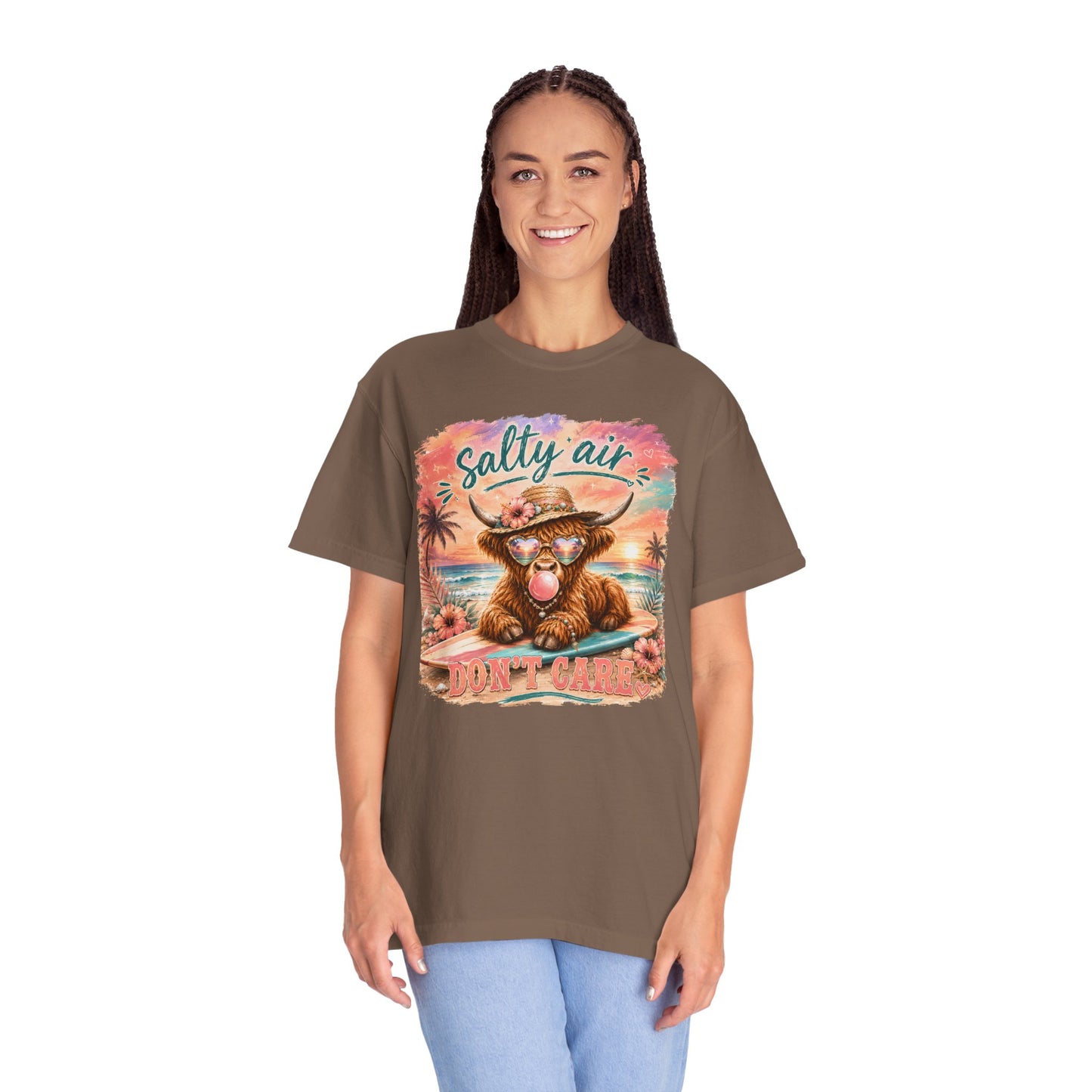 Salty Air "Don't Care" Beach Cow Graphic T-Shirt