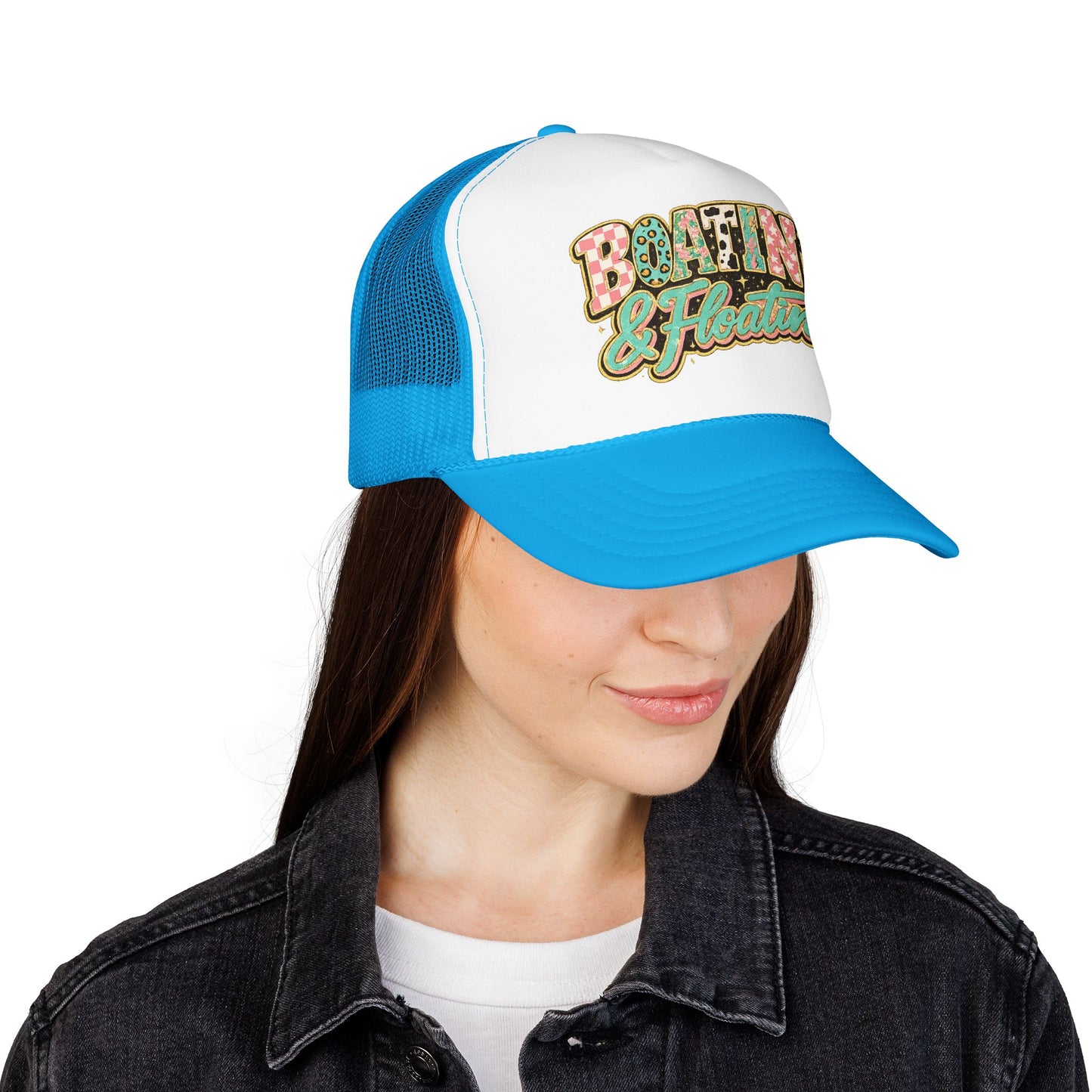 Boatin' & Floatin' Trucker Hat — Retro Floral Pool/Beach Foam Cap