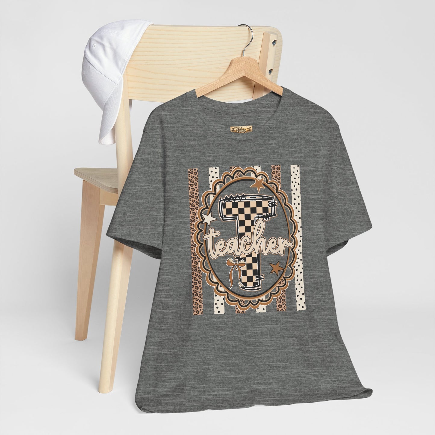 Teacher Monogram Tee — Number 1 Checkered Design