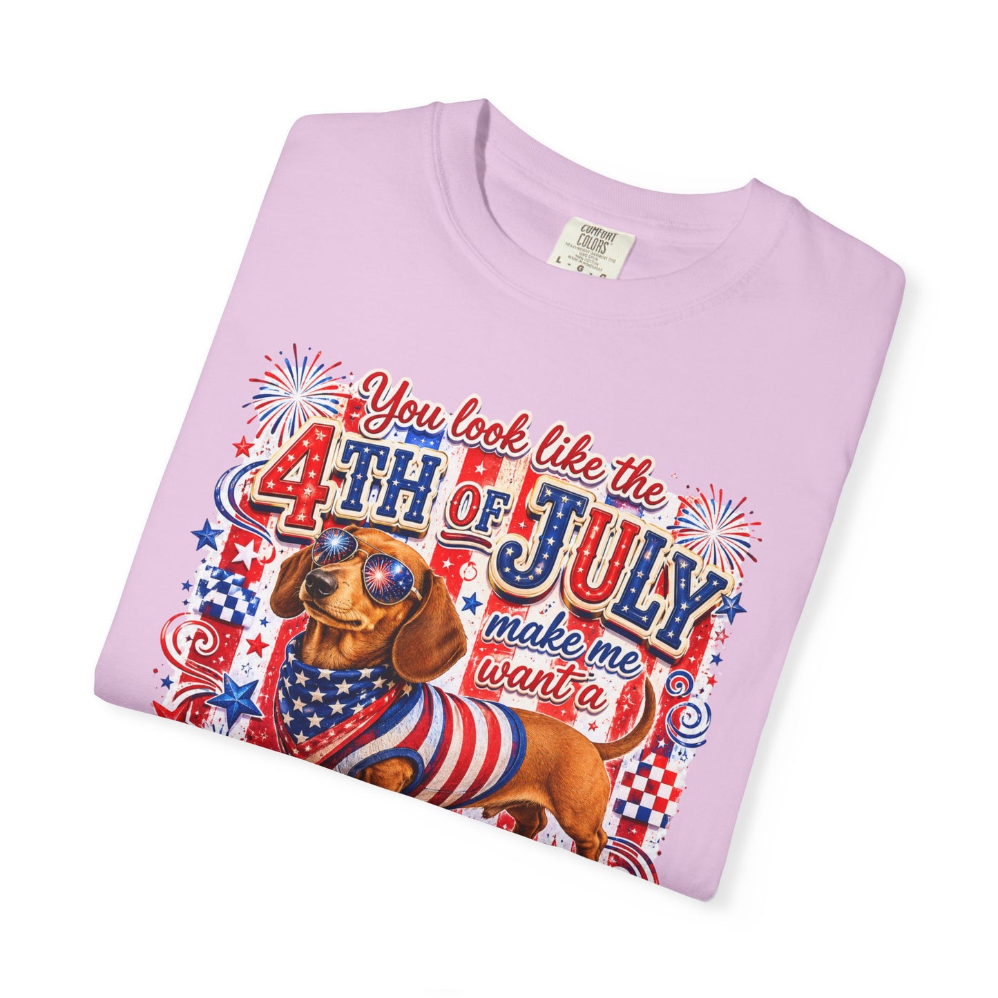 4th of July Hot Dog Dachshund T-Shirt – Patriotic Funny BBQ Tee