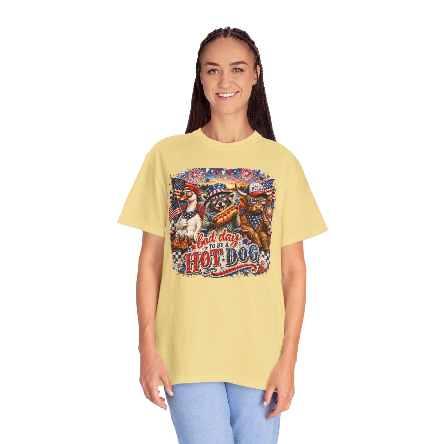 Patriotic 'Born to Be a Hot Dog' Graphic T-Shirt