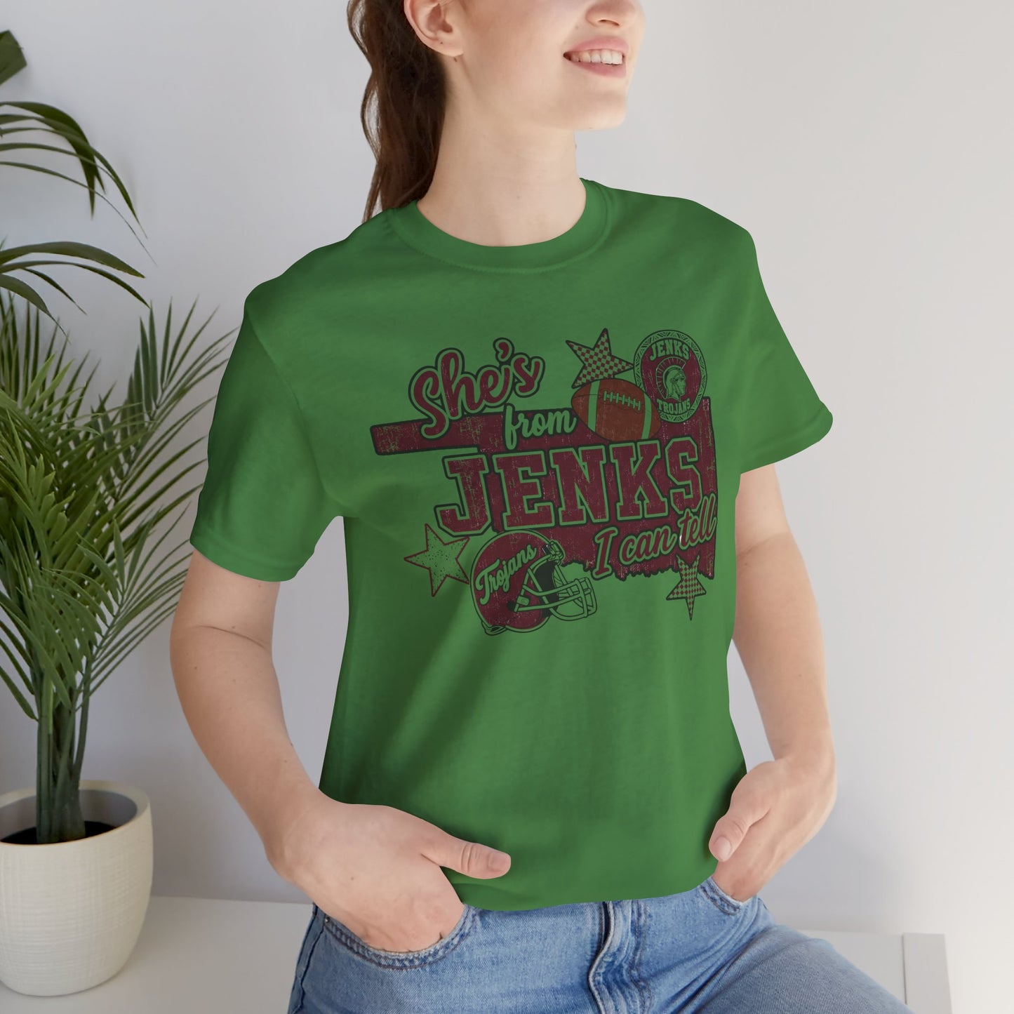She's from Jenks Tee — Vintage High School Football Graphic T-Shirt