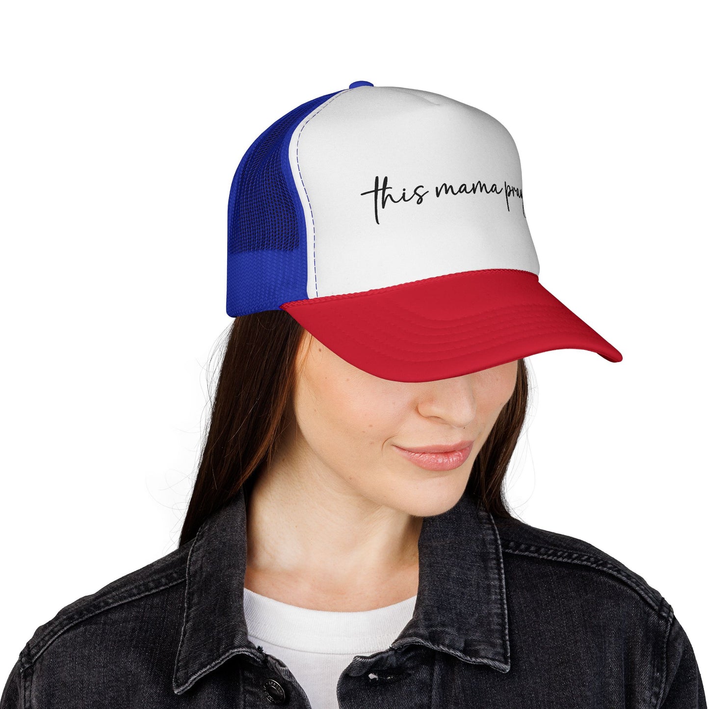 This Mama Prays Trucker Cap — Religious Mom Prayer Hat