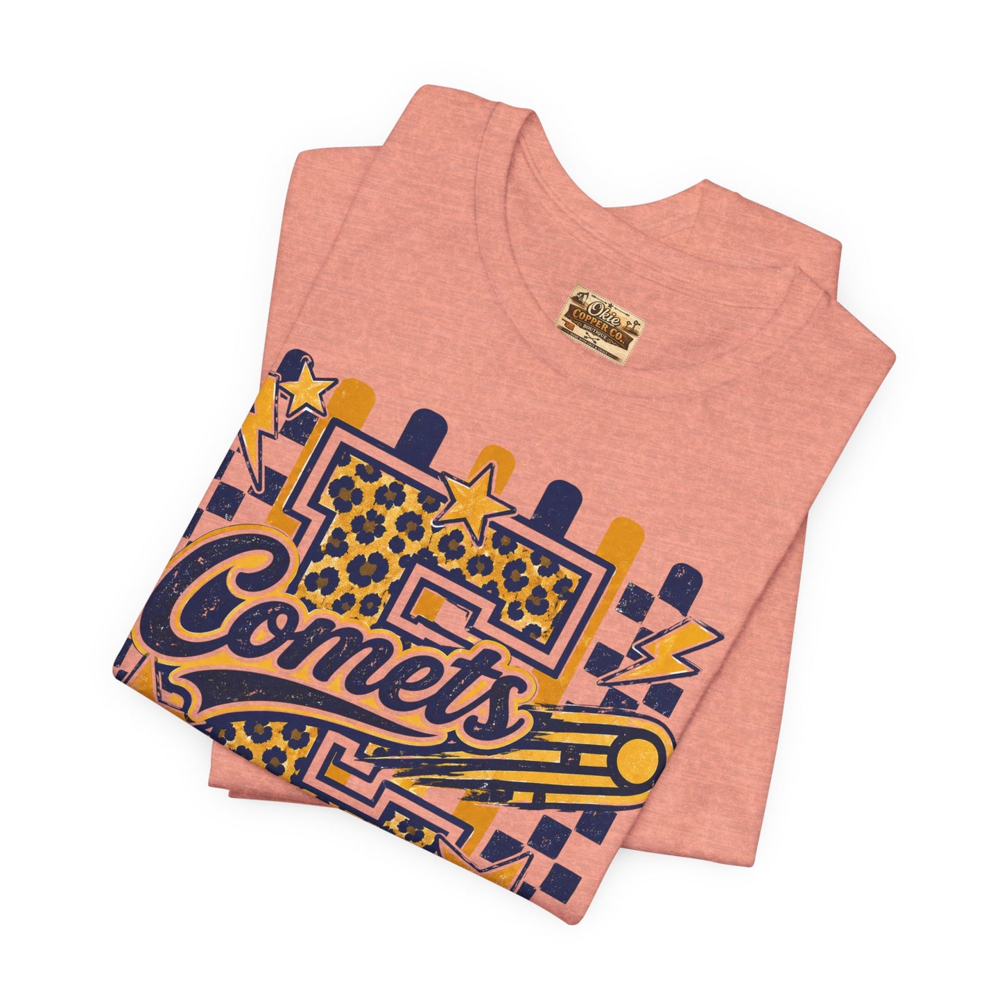 Comets Epic Charter Baseball T-Shirt — Leopard Letter Sports Tee