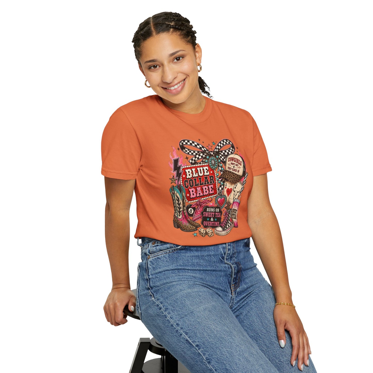Blue Collar Babe T-Shirt — Retro Cowgirl Graphic Tee