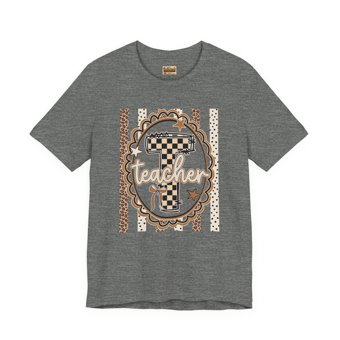 Teacher Monogram Tee — Number 1 Checkered Design