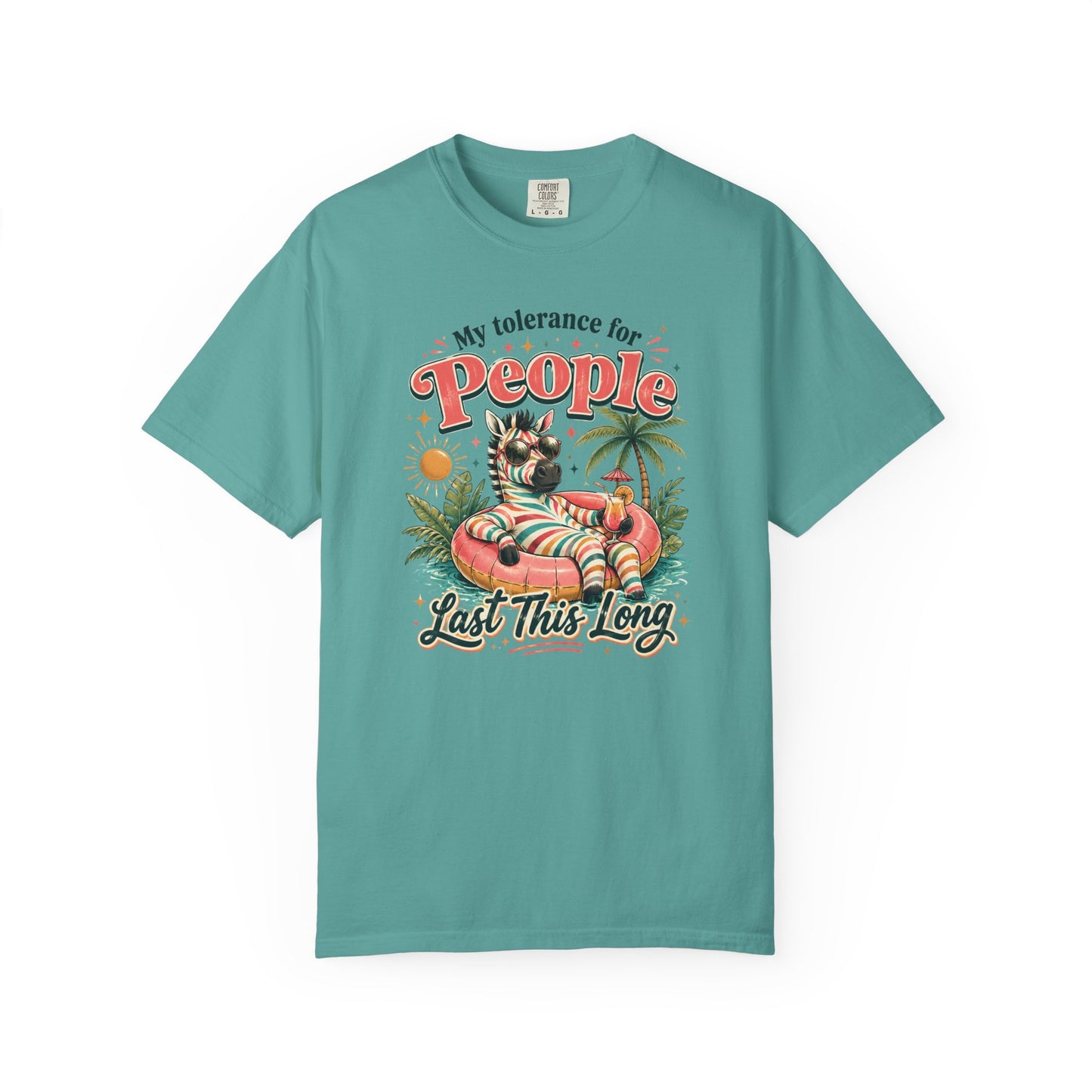 "My Tolerance for People Lasts This Long" Retro Cat Pool Float Graphic Tee
