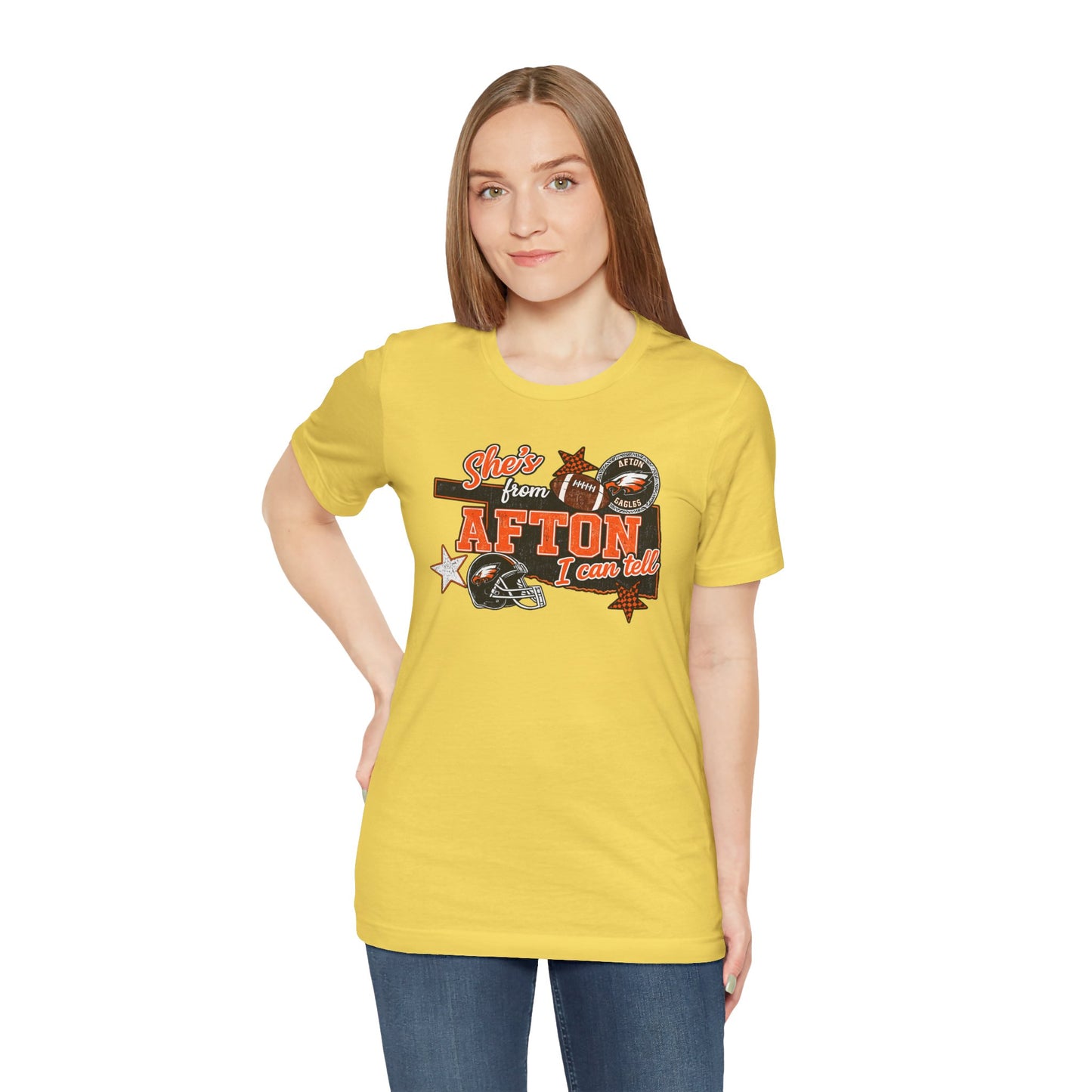 Afton Football Town Retro Graphic Tee — "Shes from Afton I can too"