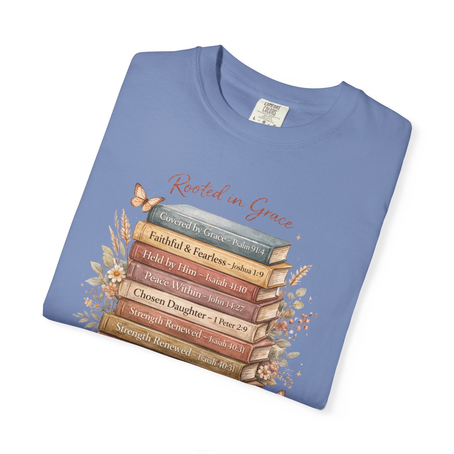 Mama of Faith Book Stack T‑Shirt — Rooted in Grace Christian Mother's Tee