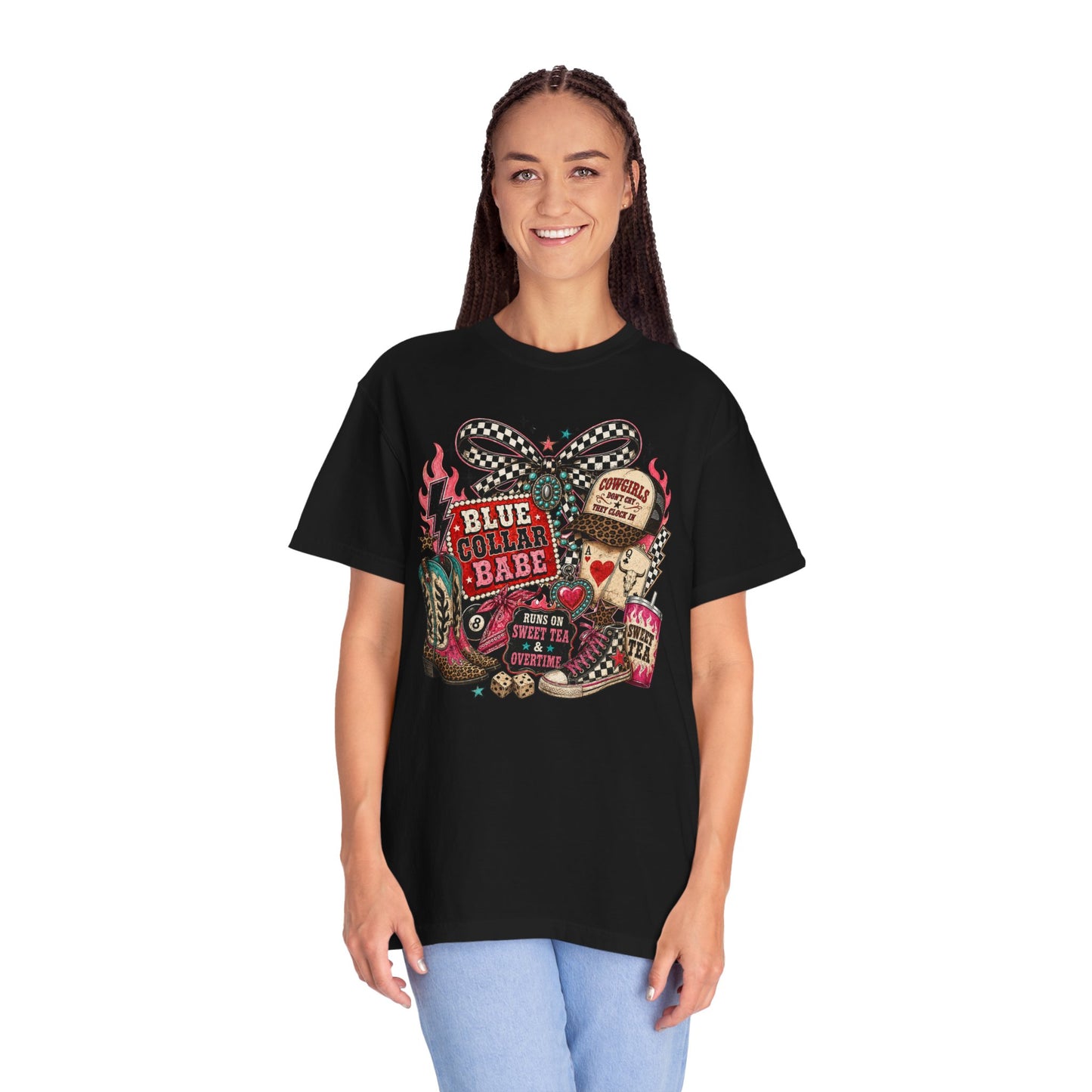 Blue Collar Babe T-Shirt — Retro Cowgirl Graphic Tee