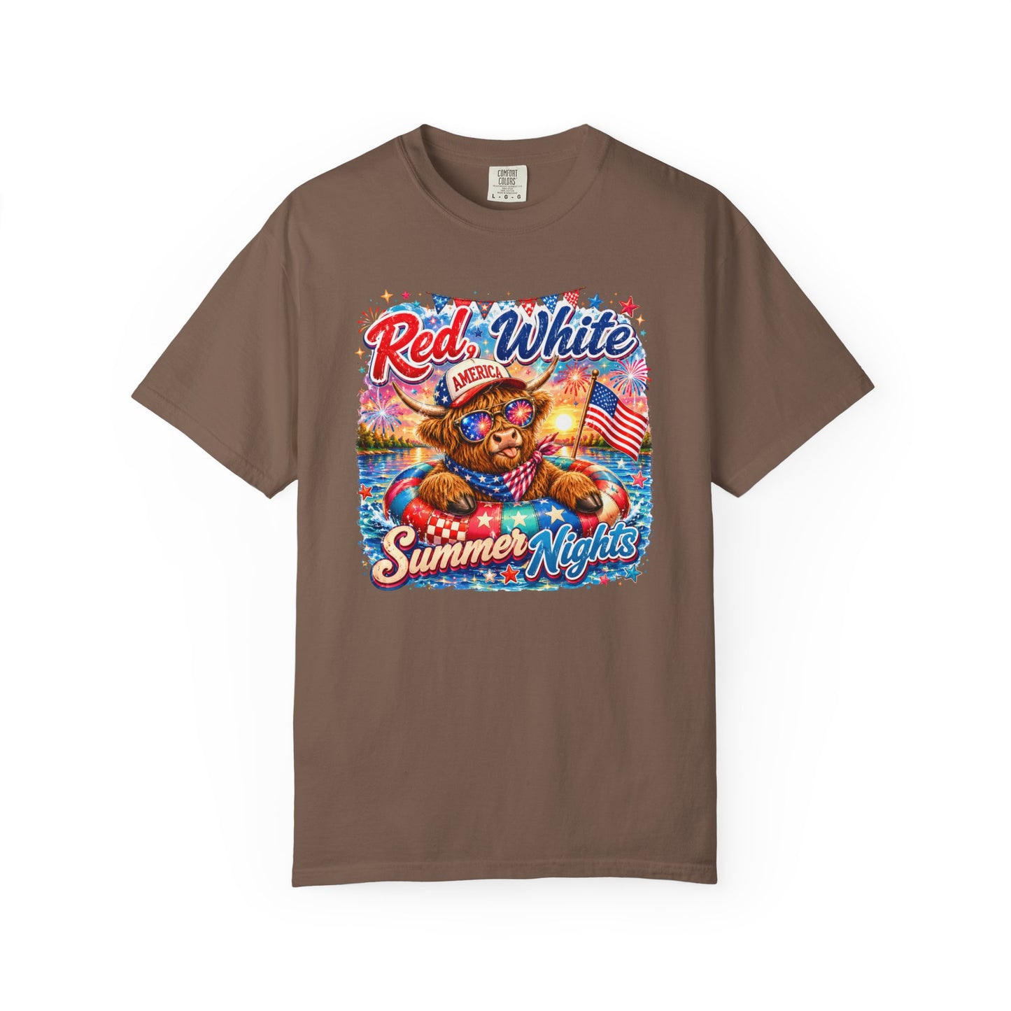 Red, White & Summer Nights T-Shirt — Patriotic Fourth of July Bear Graphic Tee