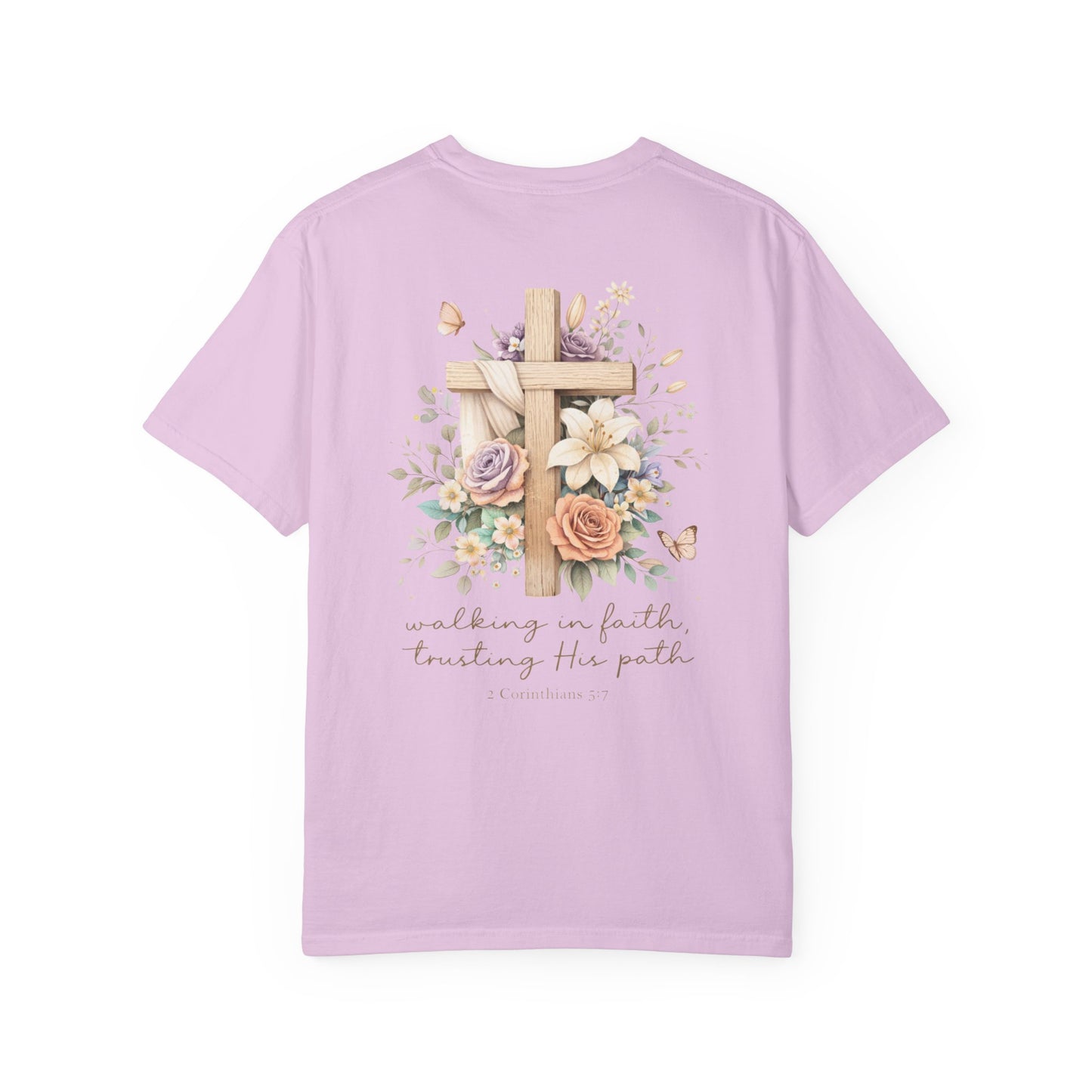 Jesus Is the Light T-Shirt — Floral Cross Christian Tee (Walking in Faith)