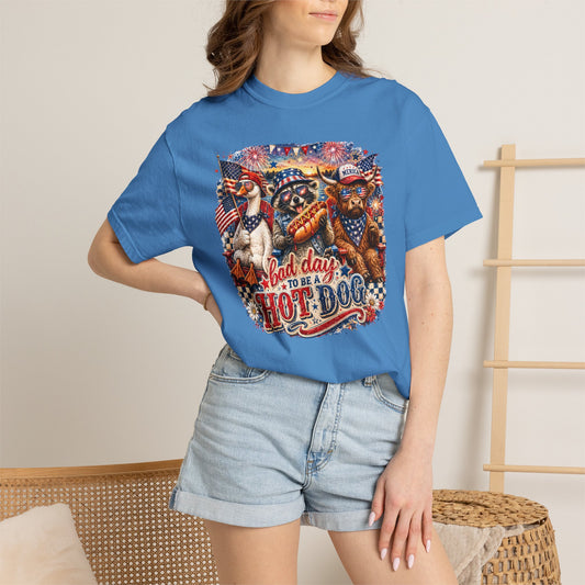 Patriotic 'Born to Be a Hot Dog' Graphic T-Shirt