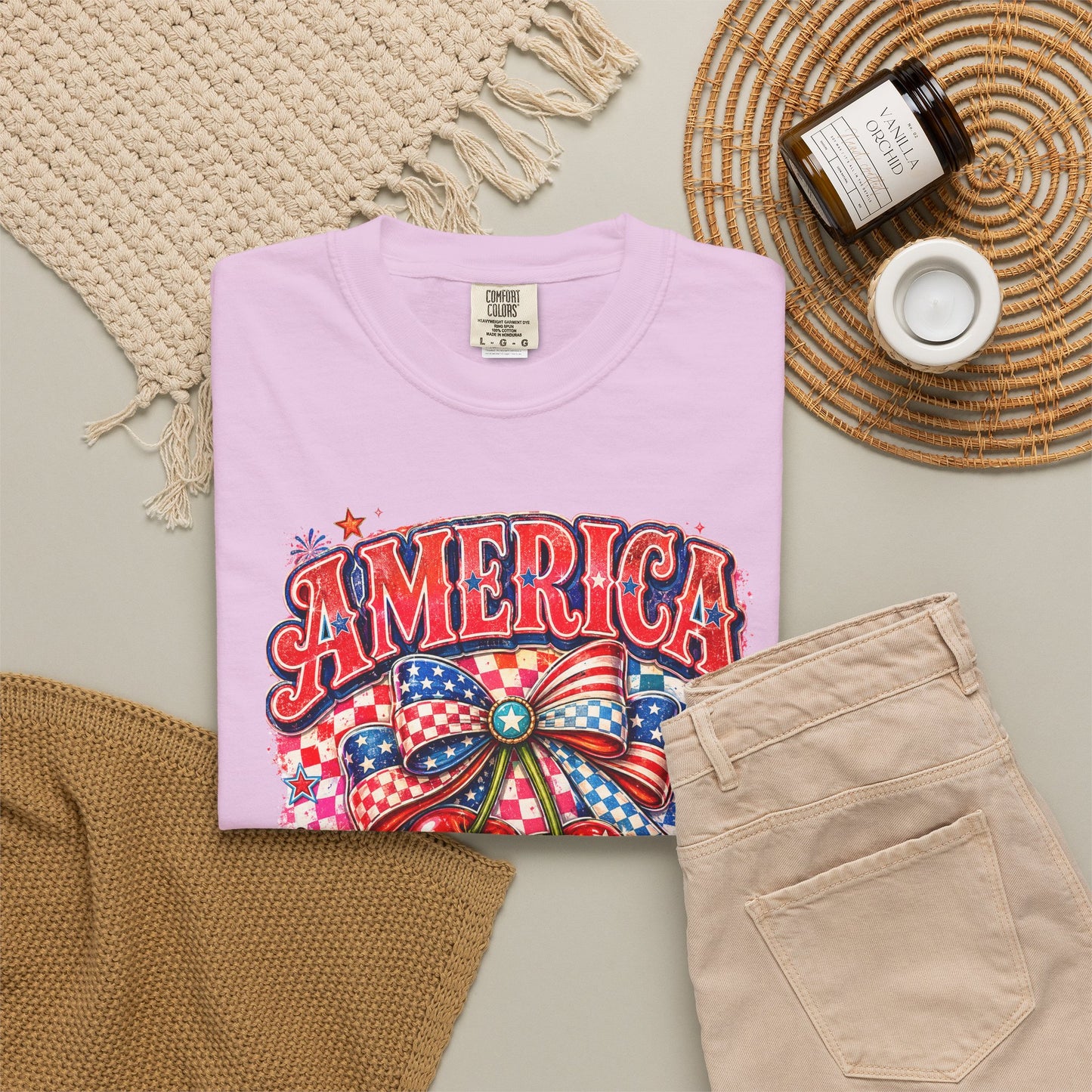 America Cherry Graphic T-Shirt — Patriotic 4th of July Tee
