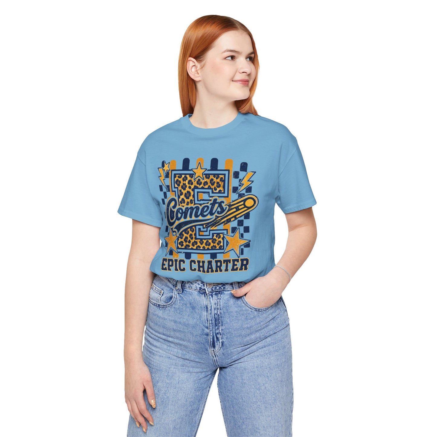 Comets Epic Charter Baseball T-Shirt — Leopard Letter Sports Tee