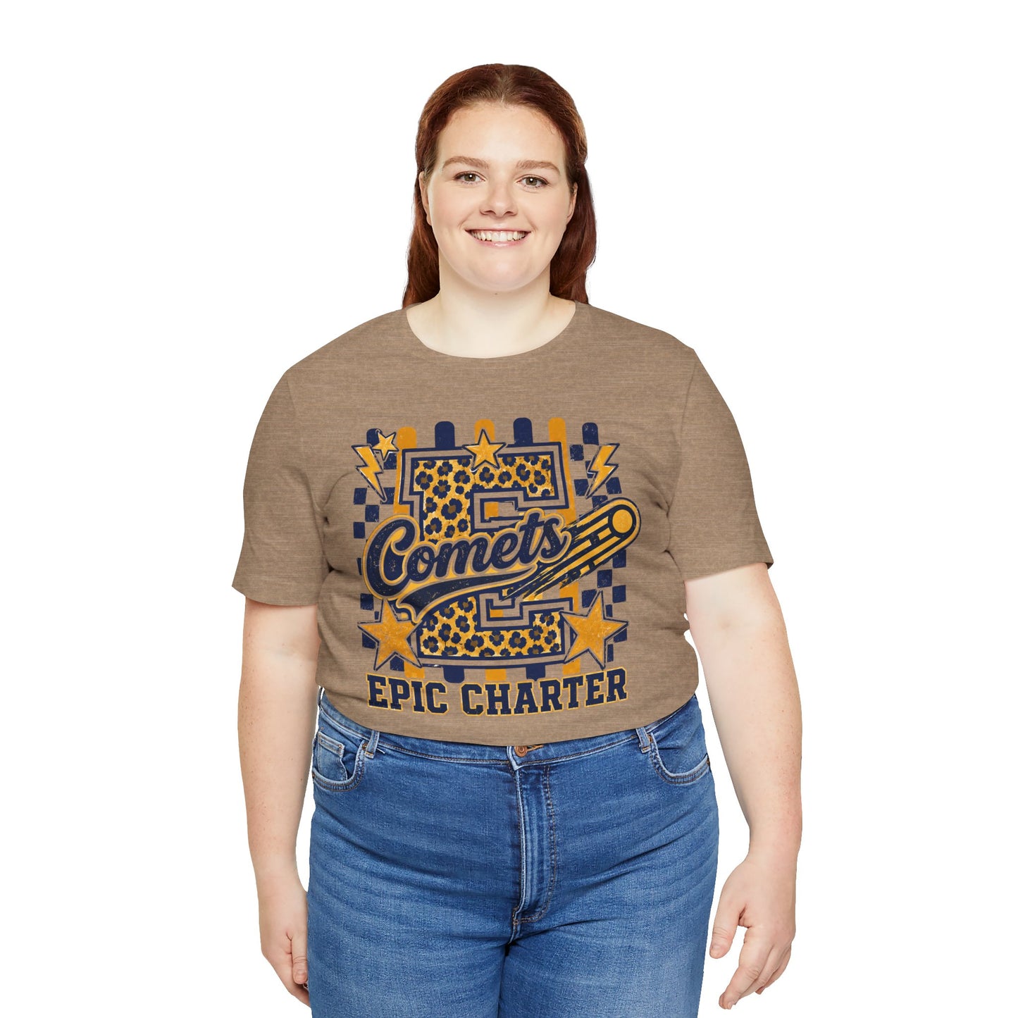 Comets Epic Charter Baseball T-Shirt — Leopard Letter Sports Tee