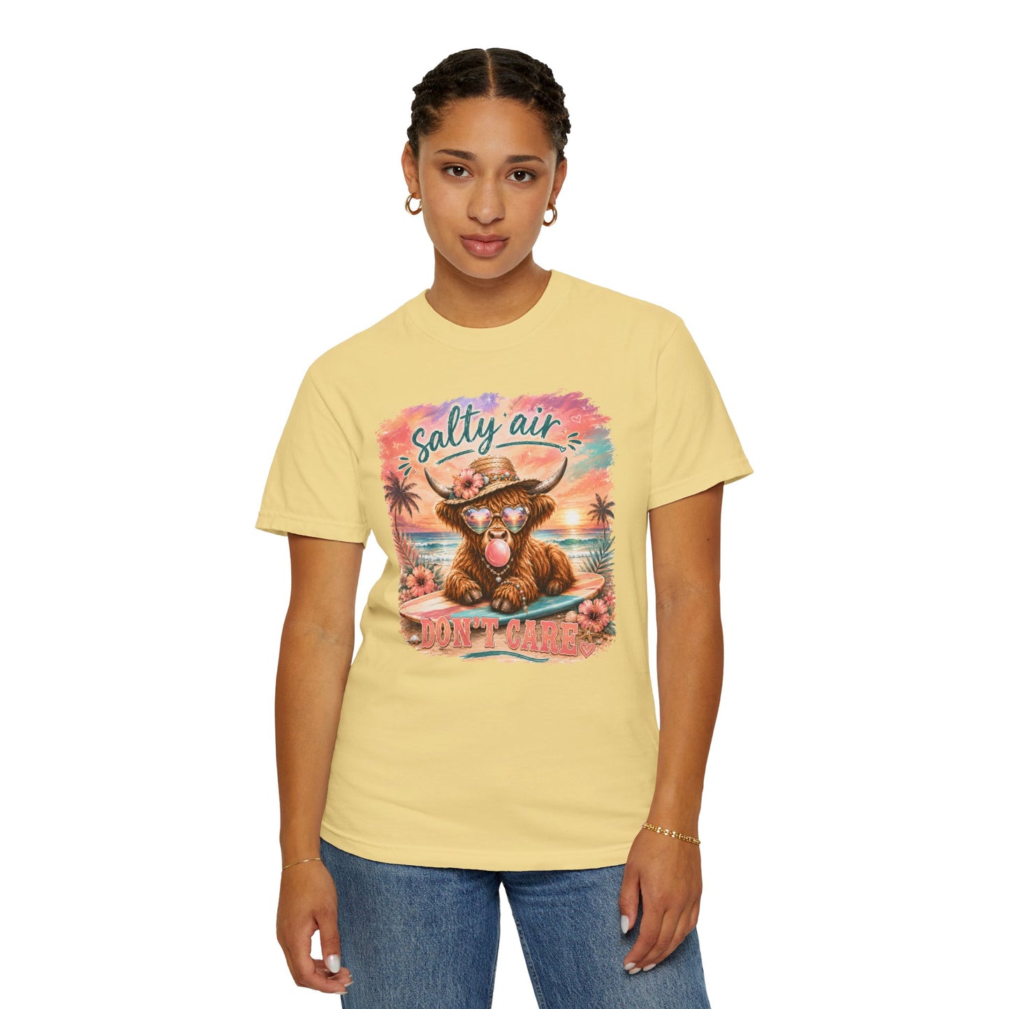 Salty Air "Don't Care" Beach Cow Graphic T-Shirt