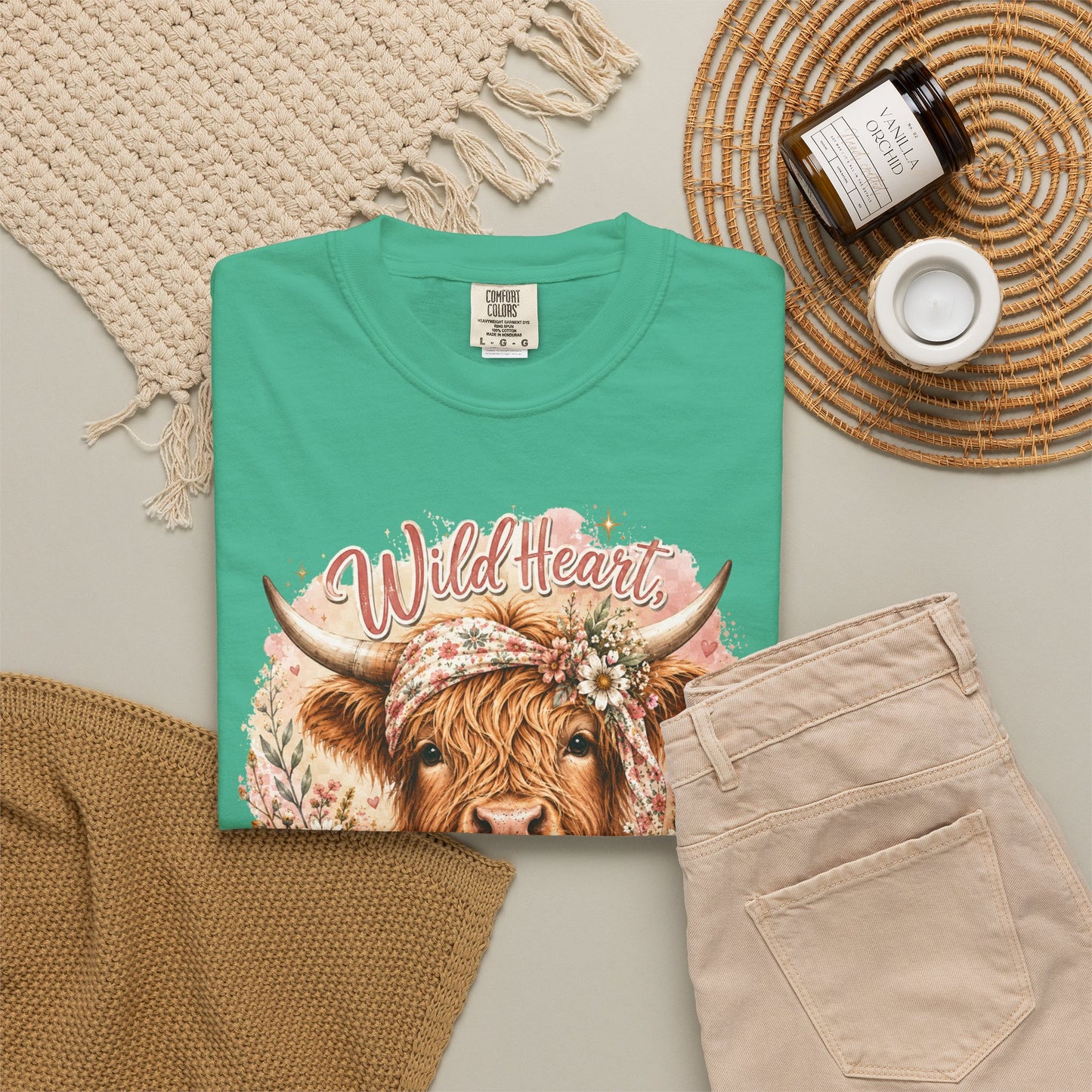 T-Shirt — “Wild Heart, Soft Soul” Highland Cow Graphic Tee