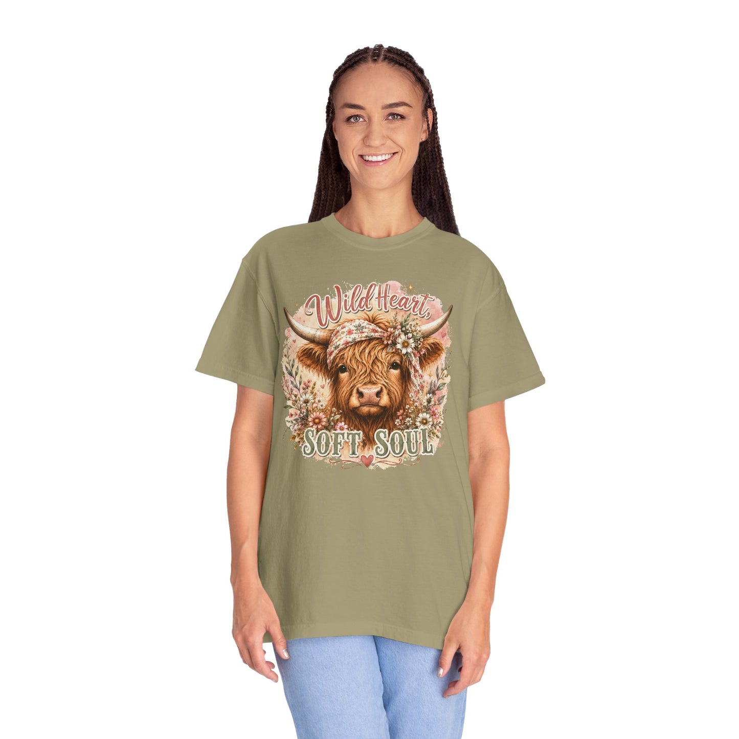 T-Shirt — “Wild Heart, Soft Soul” Highland Cow Graphic Tee
