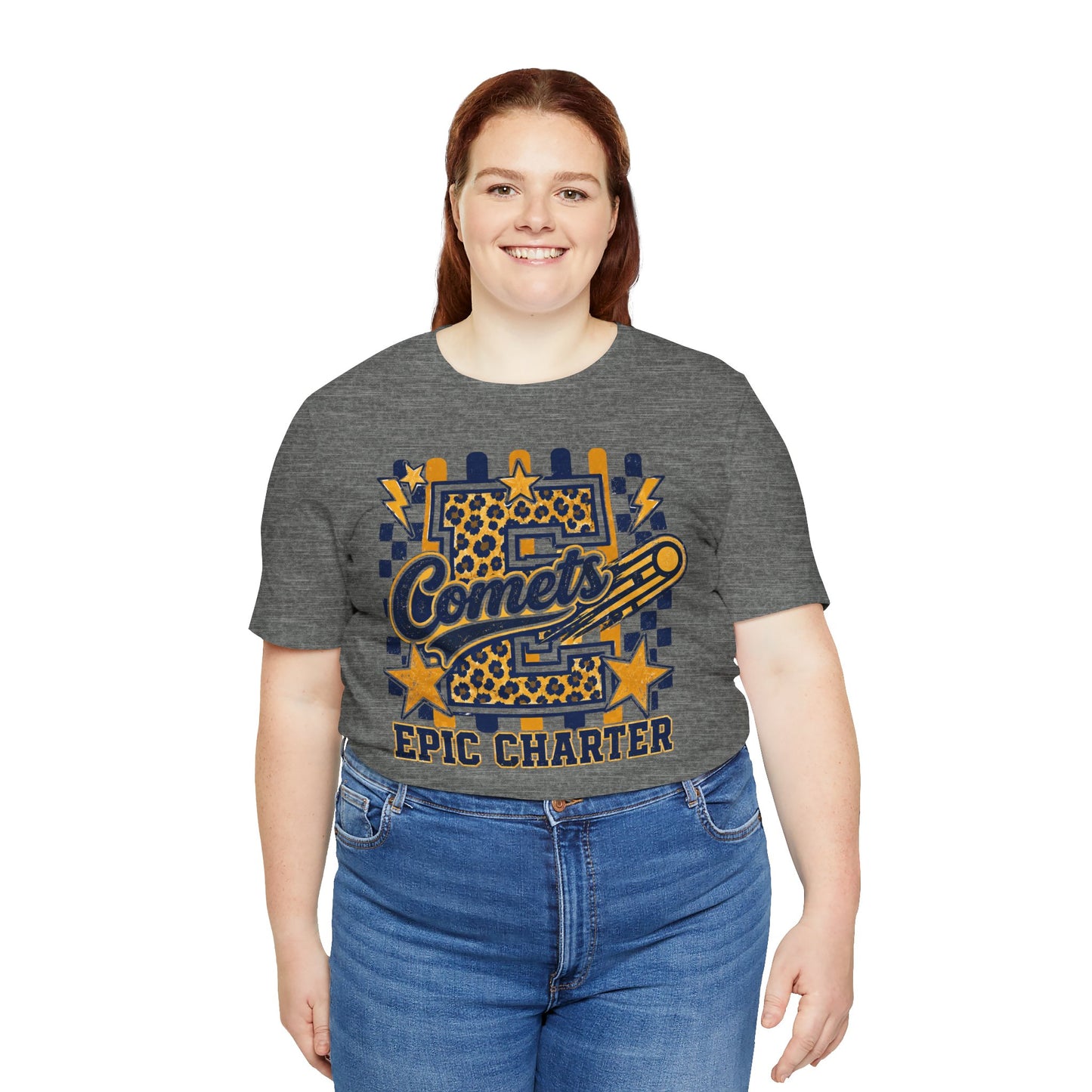 Comets Epic Charter Baseball T-Shirt — Leopard Letter Sports Tee