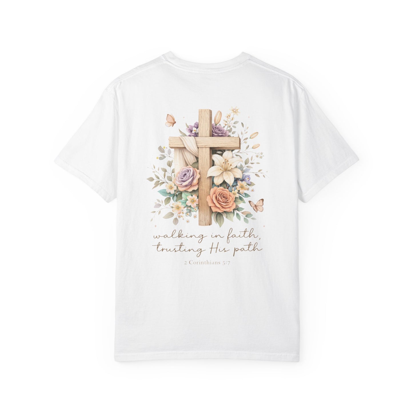Jesus Is the Light T-Shirt — Floral Cross Christian Tee (Walking in Faith)