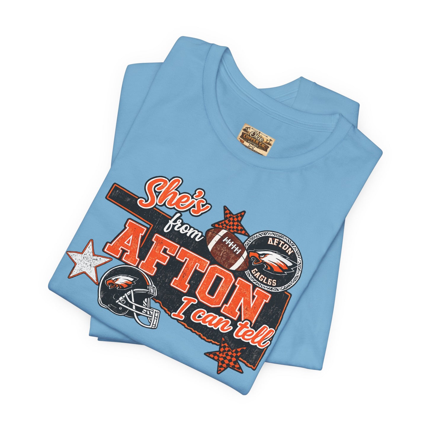 Afton Football Town Retro Graphic Tee — "Shes from Afton I can too"