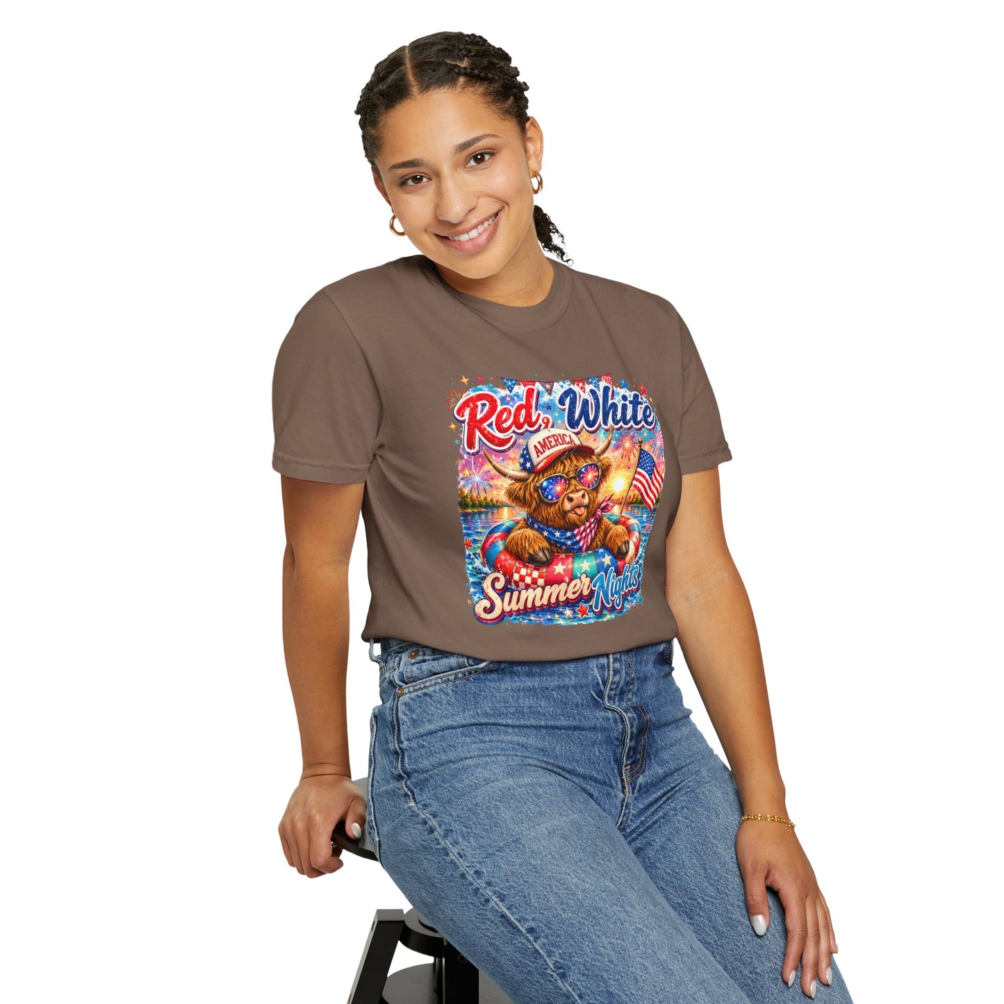 Red, White & Summer Nights T-Shirt — Patriotic Fourth of July Bear Graphic Tee