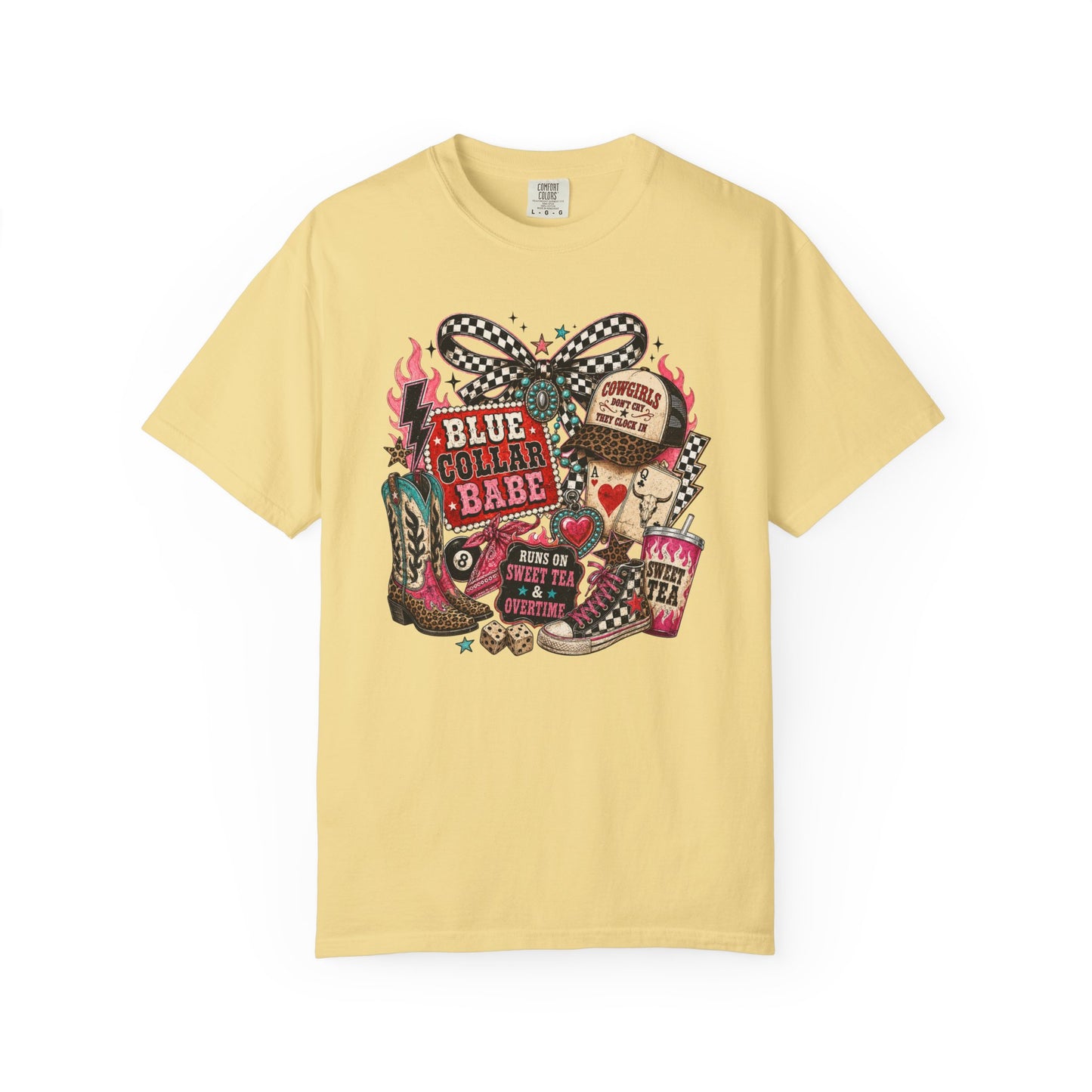Blue Collar Babe T-Shirt — Retro Cowgirl Graphic Tee