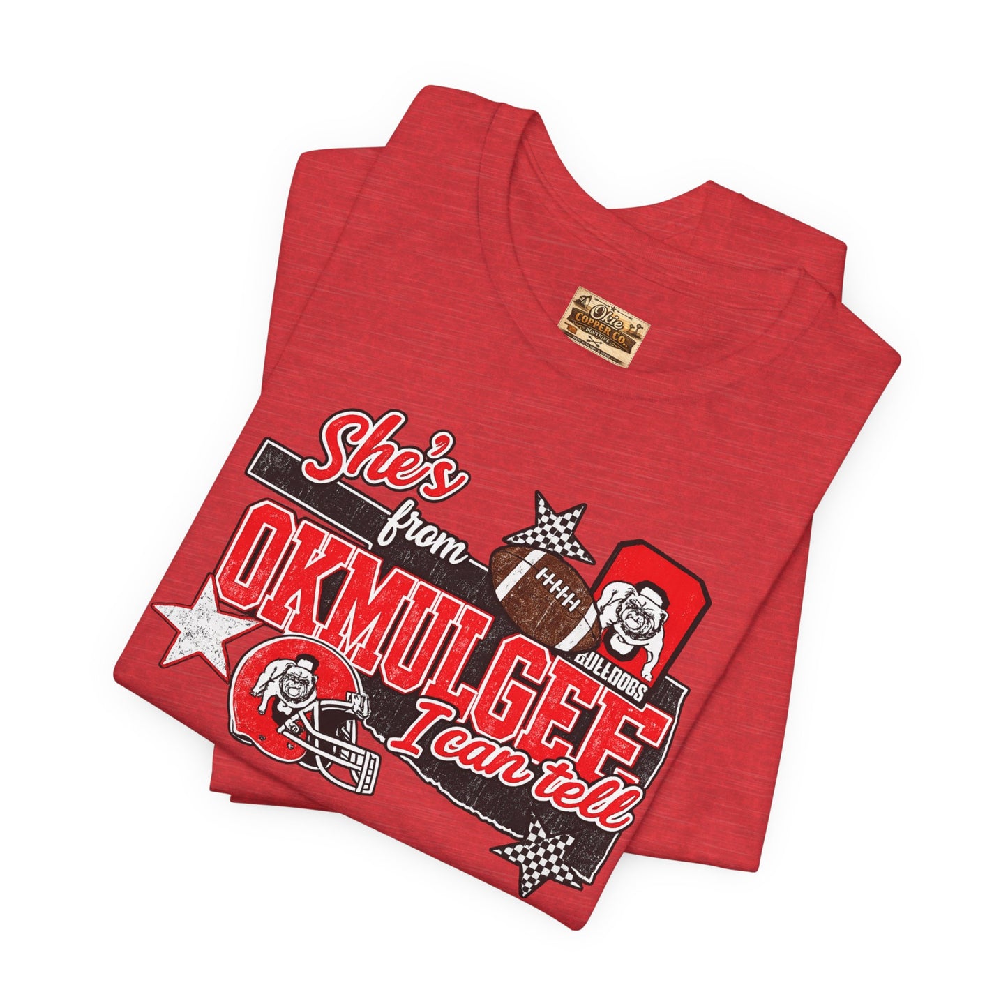 Okmulgee Cardinals Football Tee — She’s From Okmulgee Design
