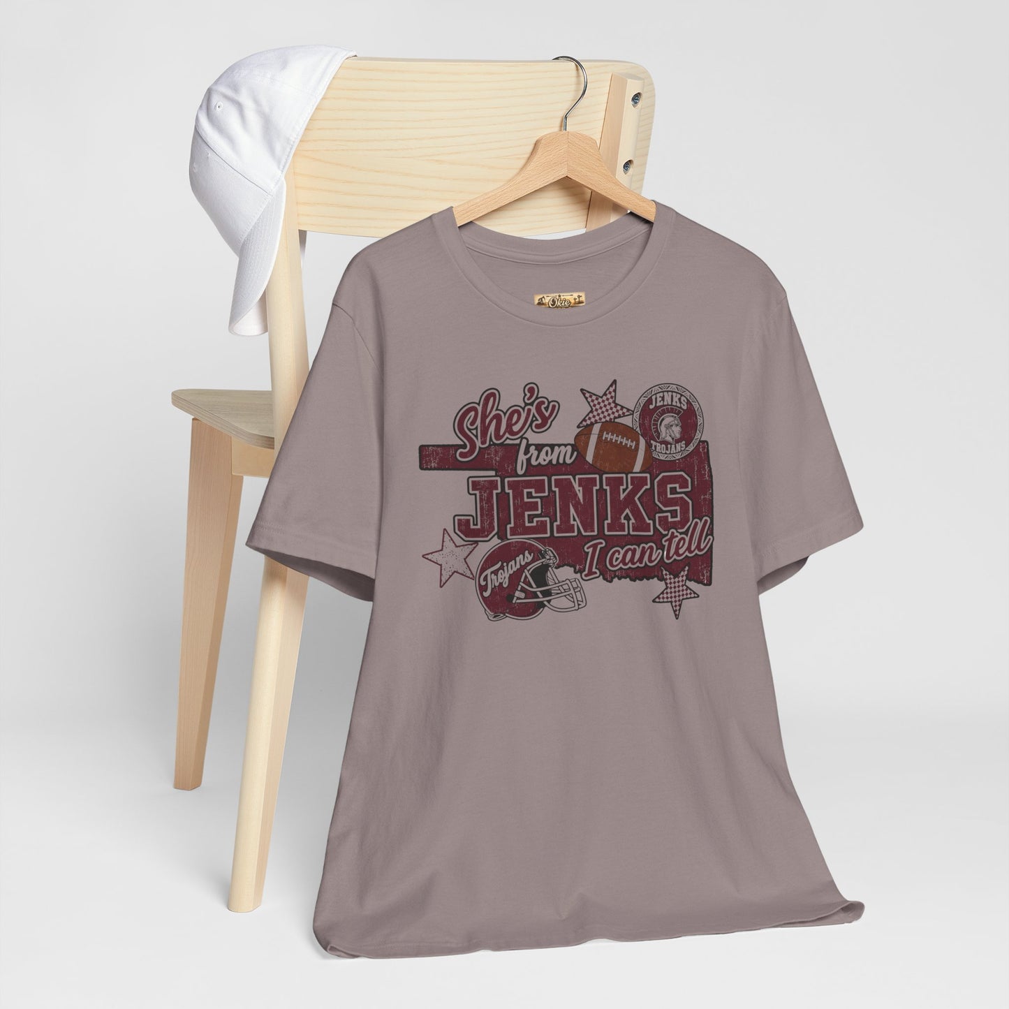 She's from Jenks Tee — Vintage High School Football Graphic T-Shirt