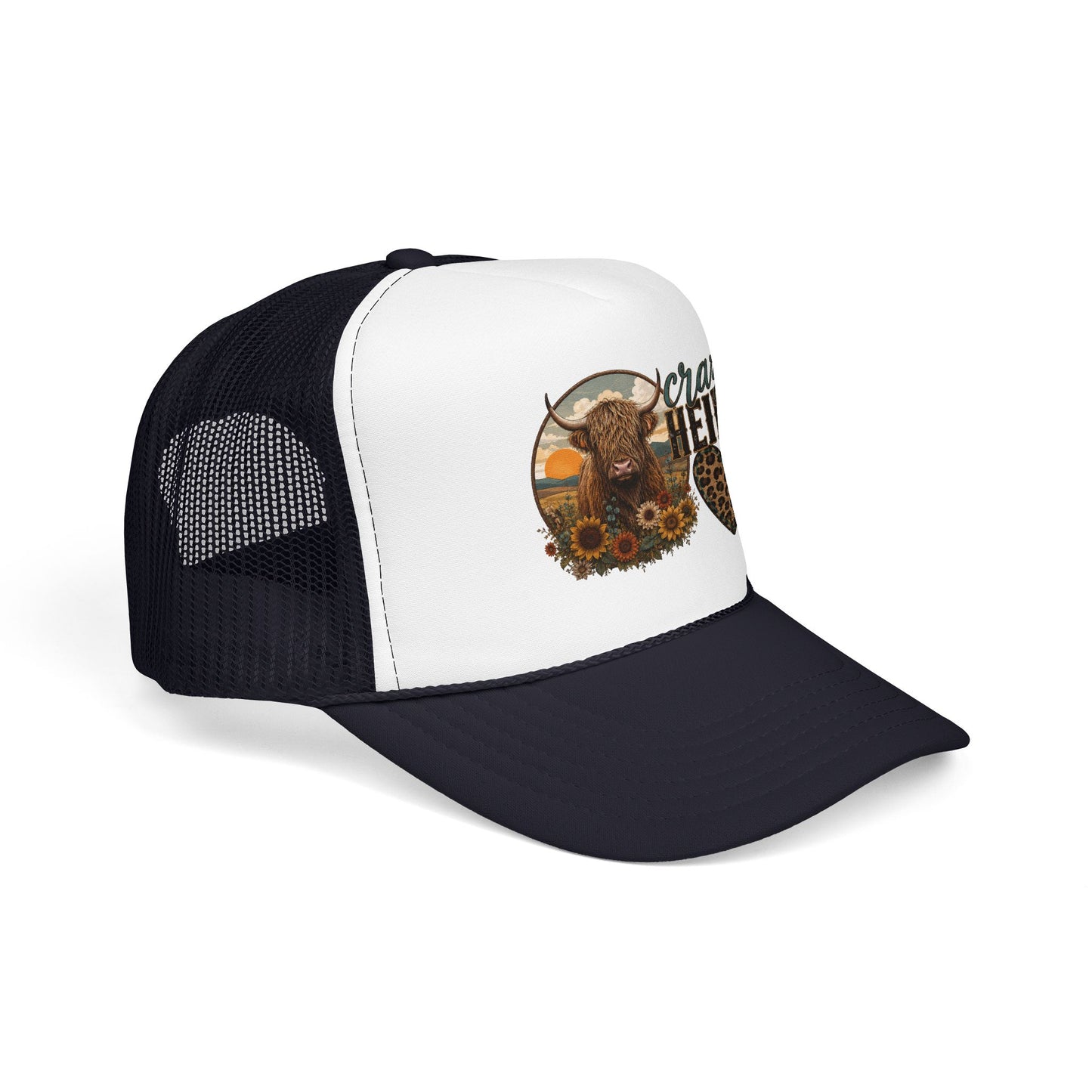 Crazy Heifer Trucker Hat — Sunflower Highland Cow Farm Cap