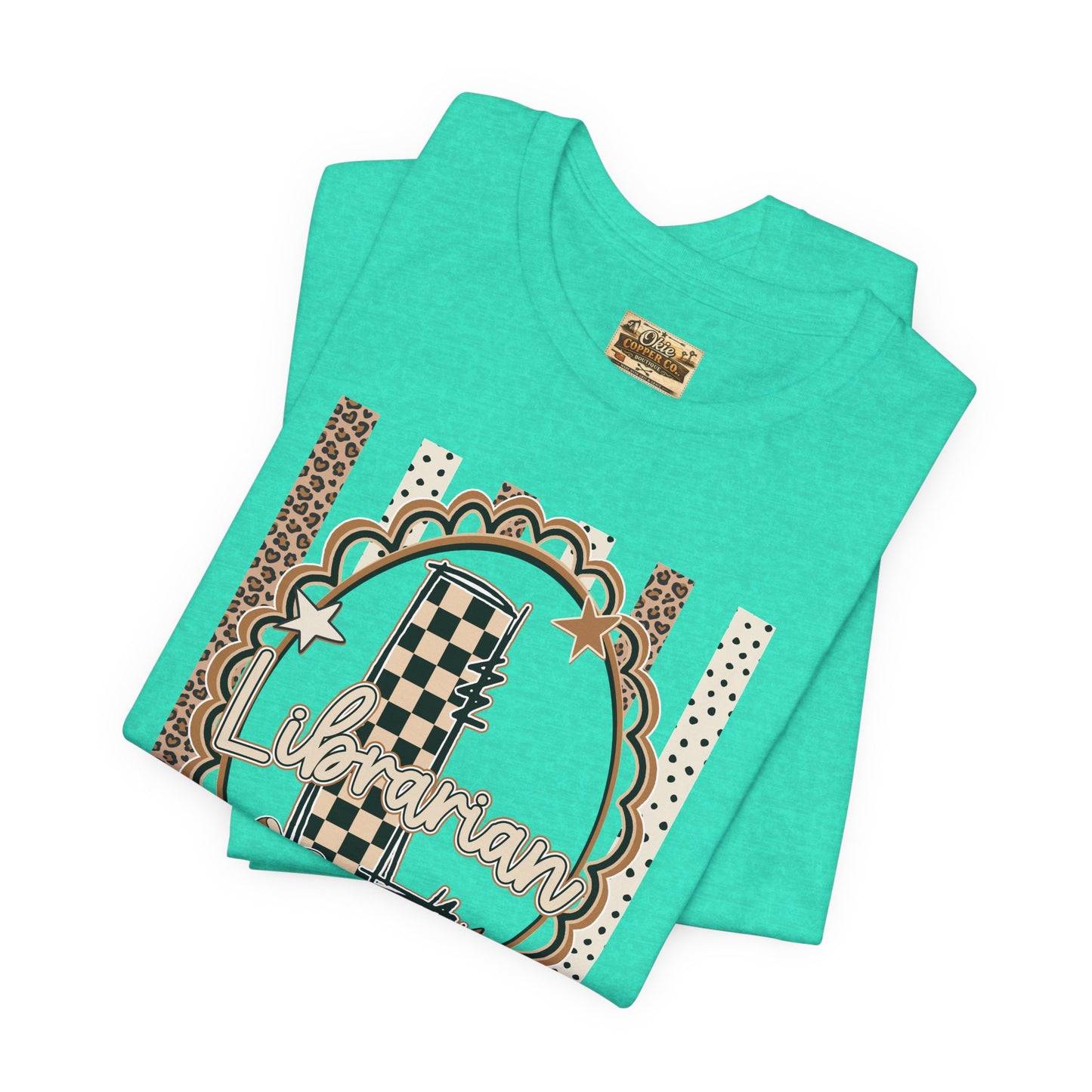 Librarian Checkerboard Letter L Tee — Vintage Booklover Graphic T-Shirt