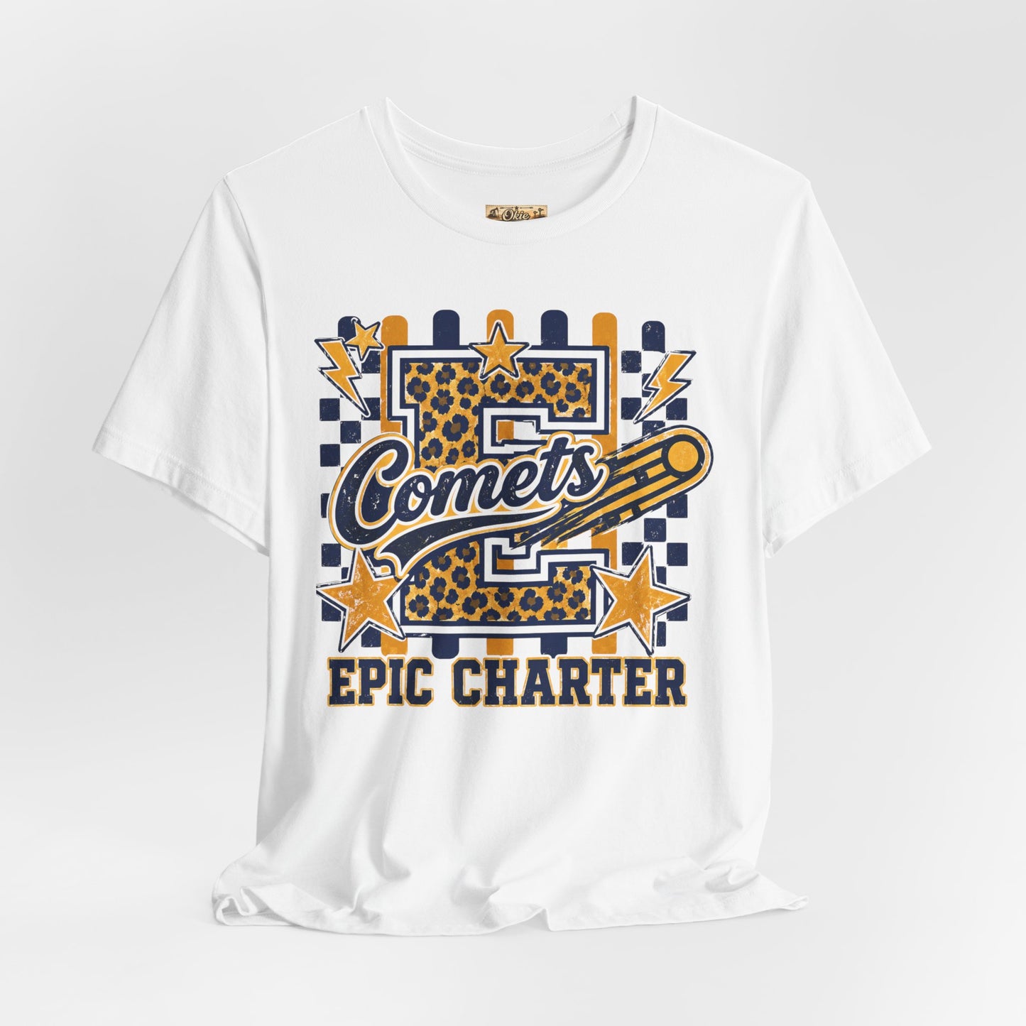 Comets Epic Charter Baseball T-Shirt — Leopard Letter Sports Tee