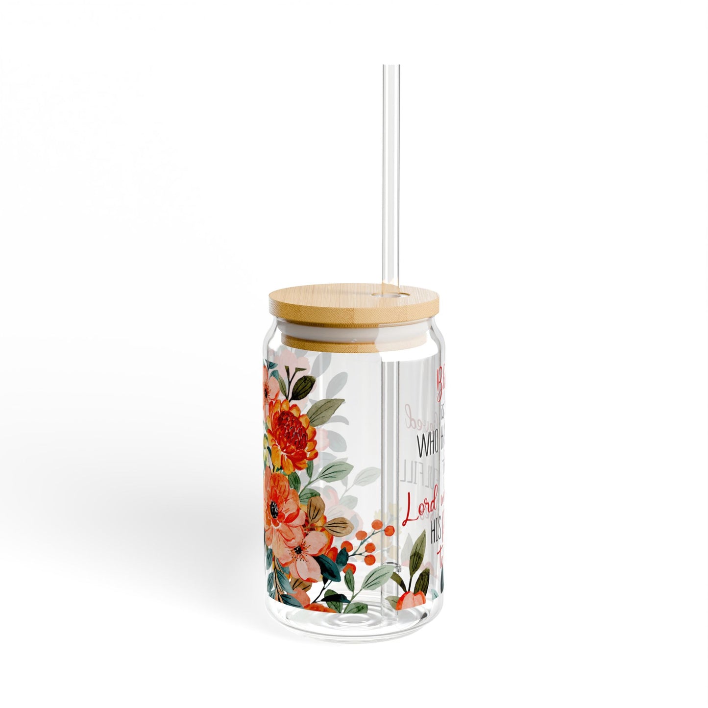 Blessed Sipper Glass - 16oz Floral Faith Tumbler with Straw