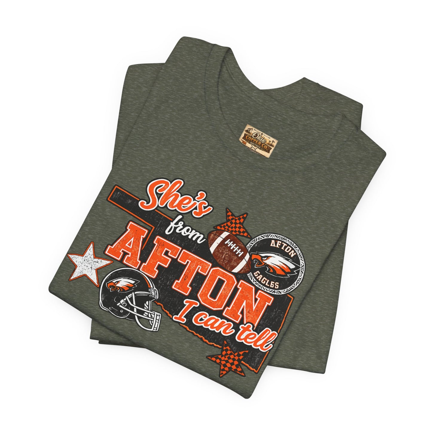 Afton Football Town Retro Graphic Tee — "Shes from Afton I can too"