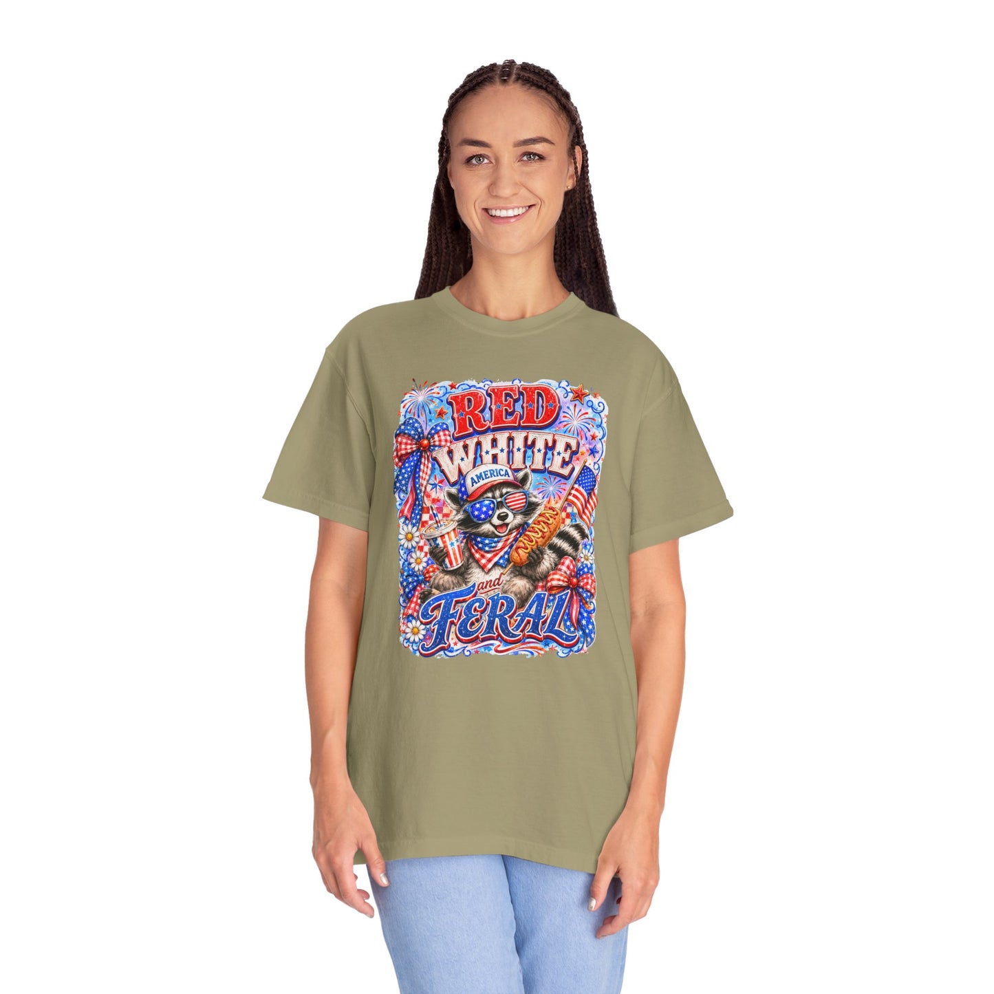 Patriotic "Red White Feral" Graphic T-Shirt