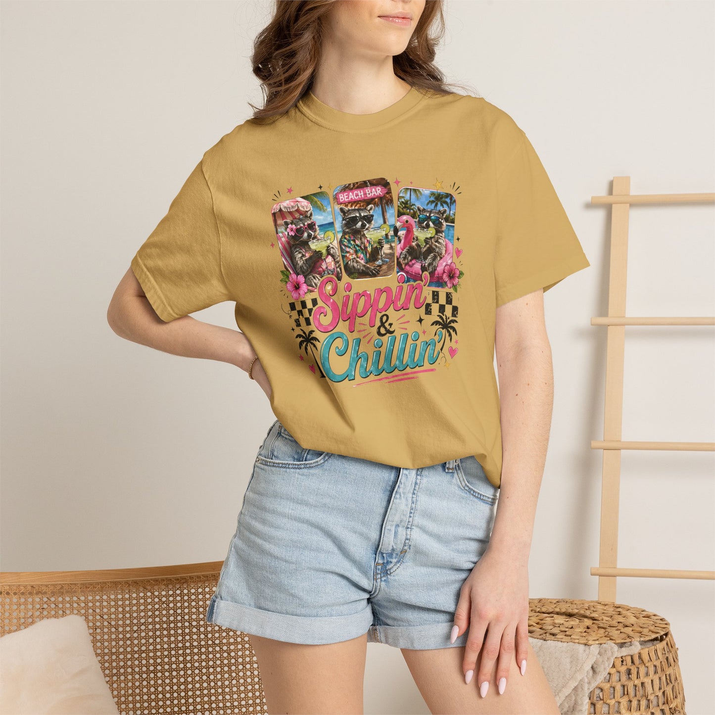 Sippin' & Chillin' T-Shirt — Retro Tropical Drink Graphic Tee