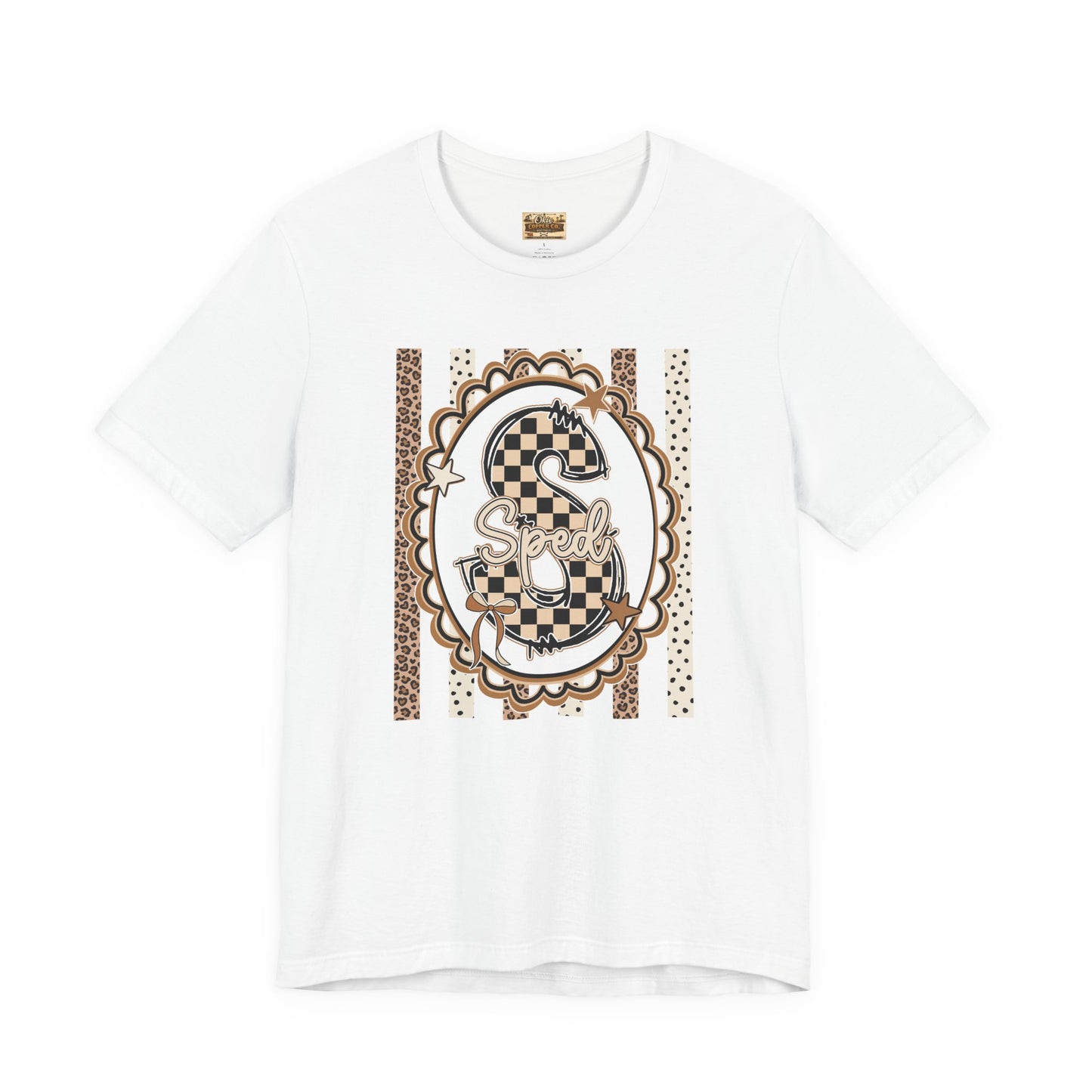 Sped S Monogram Tee — Checkerboard Leopard Graphic T-Shirt