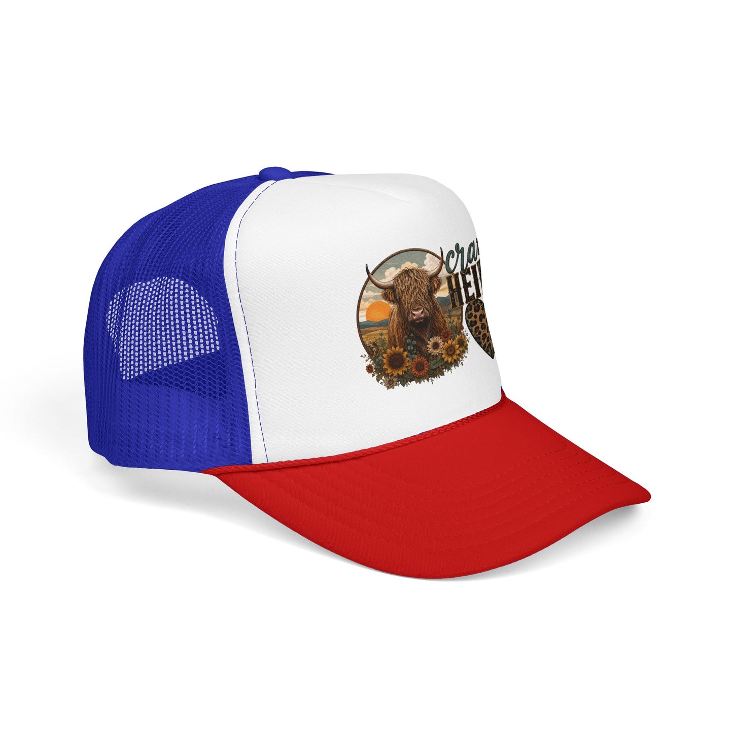 Crazy Heifer Trucker Hat — Sunflower Highland Cow Farm Cap