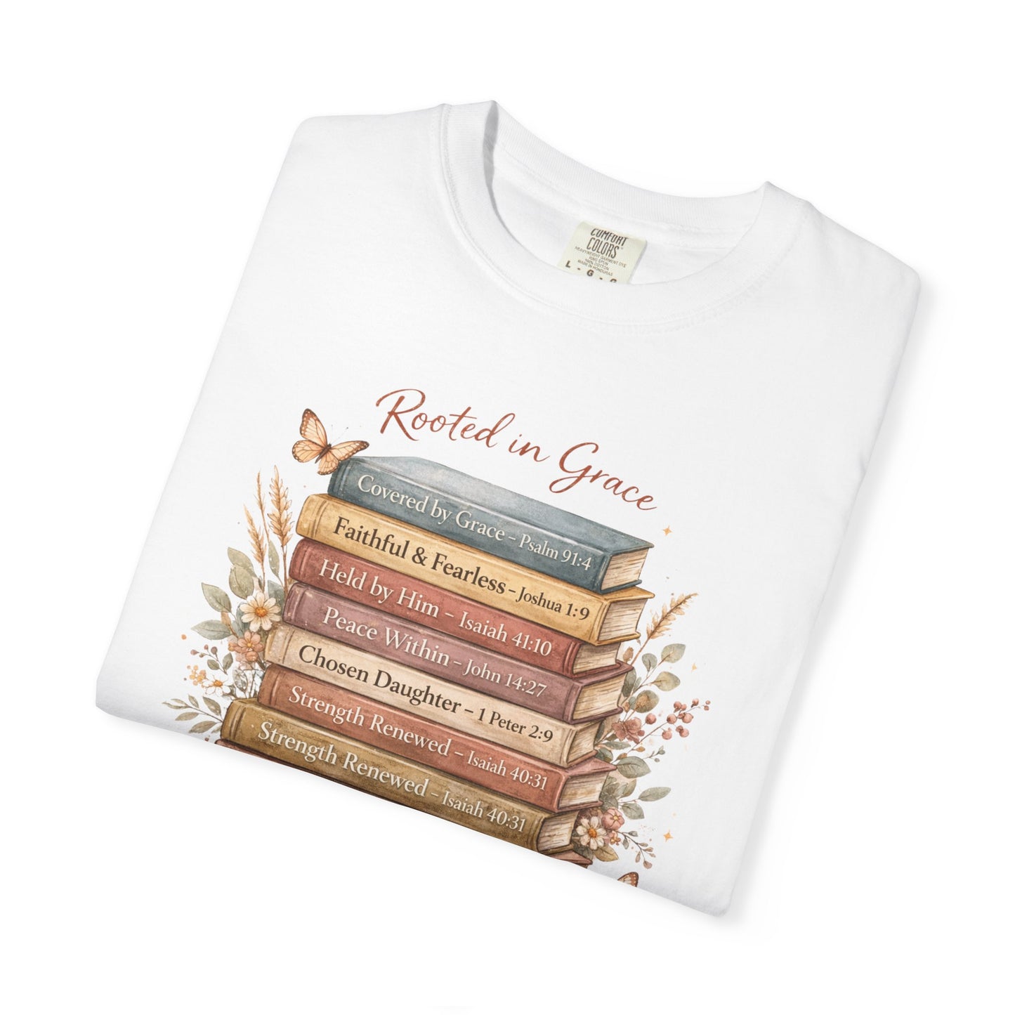 Mama of Faith Book Stack T‑Shirt — Rooted in Grace Christian Mother's Tee