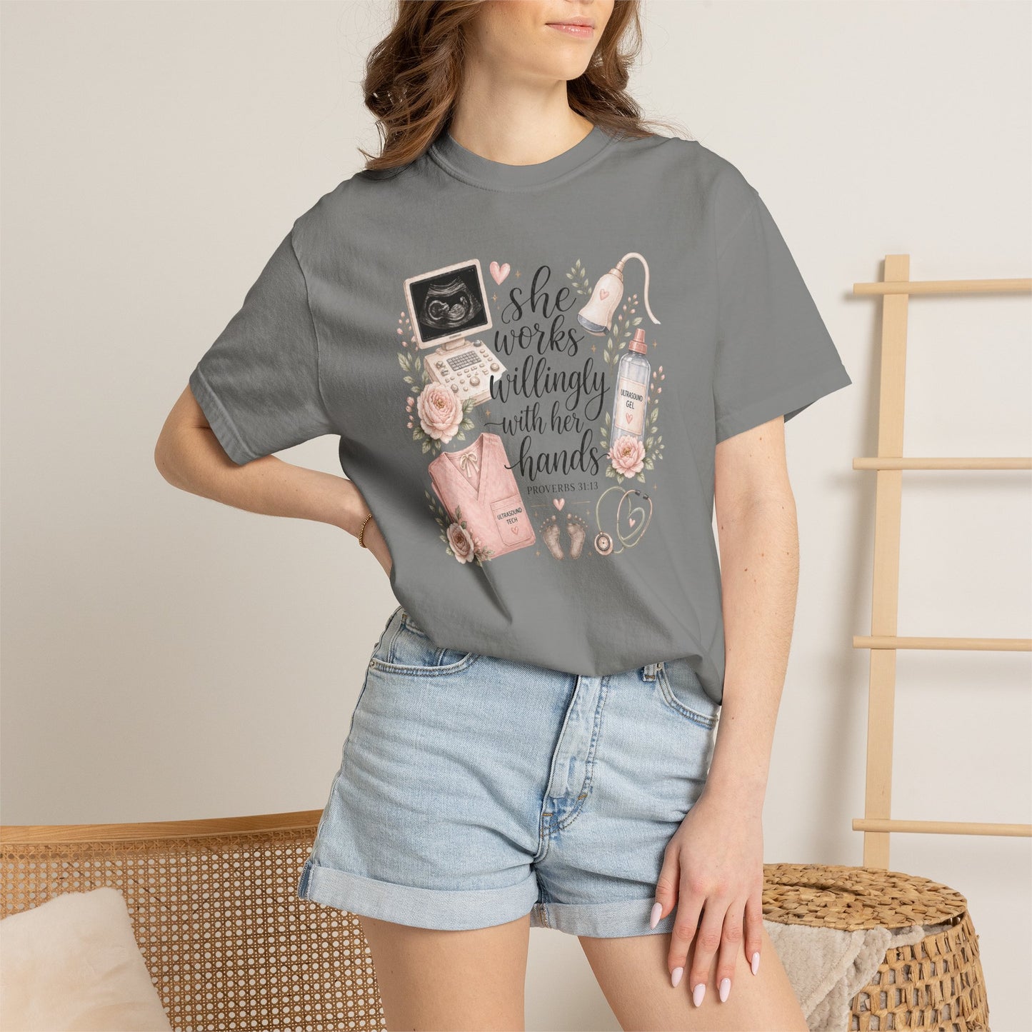 She Works Willingly With Her Hands – Ultrasound Tech Tee