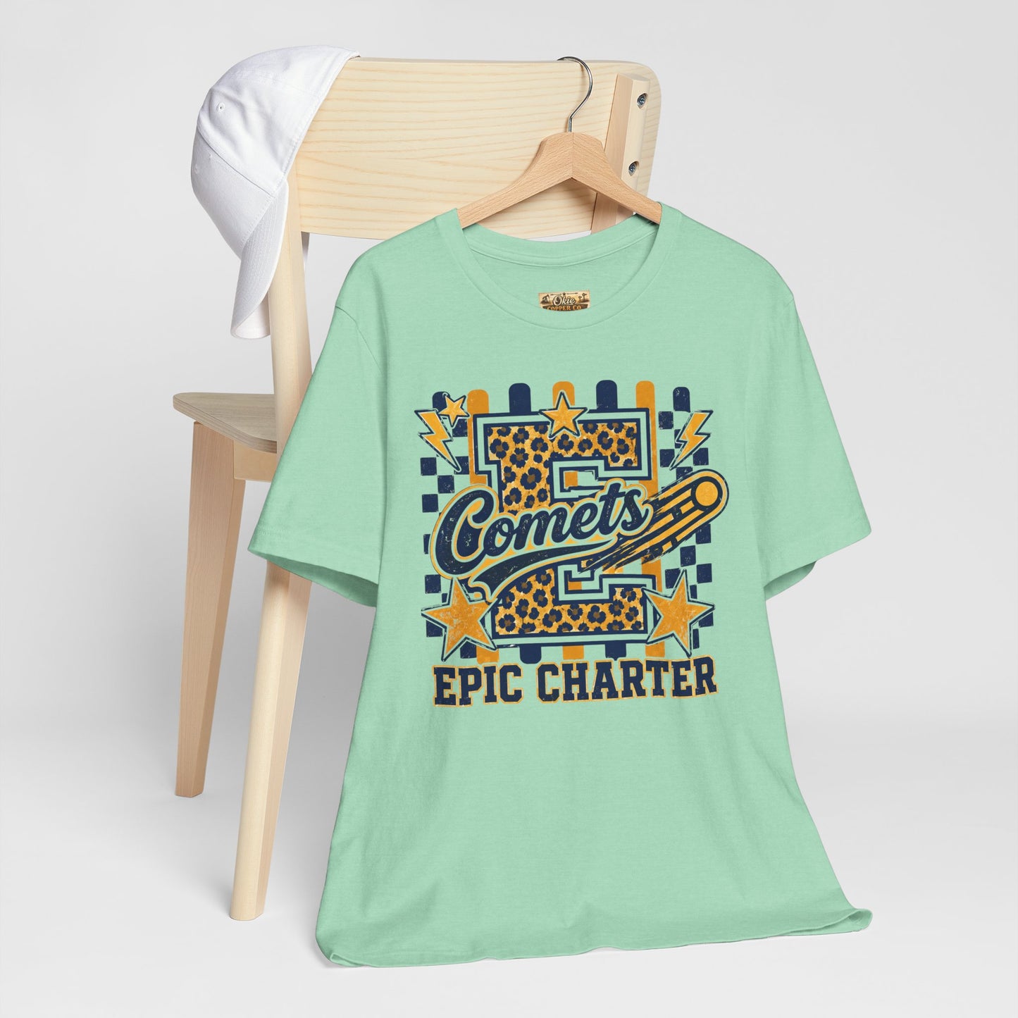 Comets Epic Charter Baseball T-Shirt — Leopard Letter Sports Tee