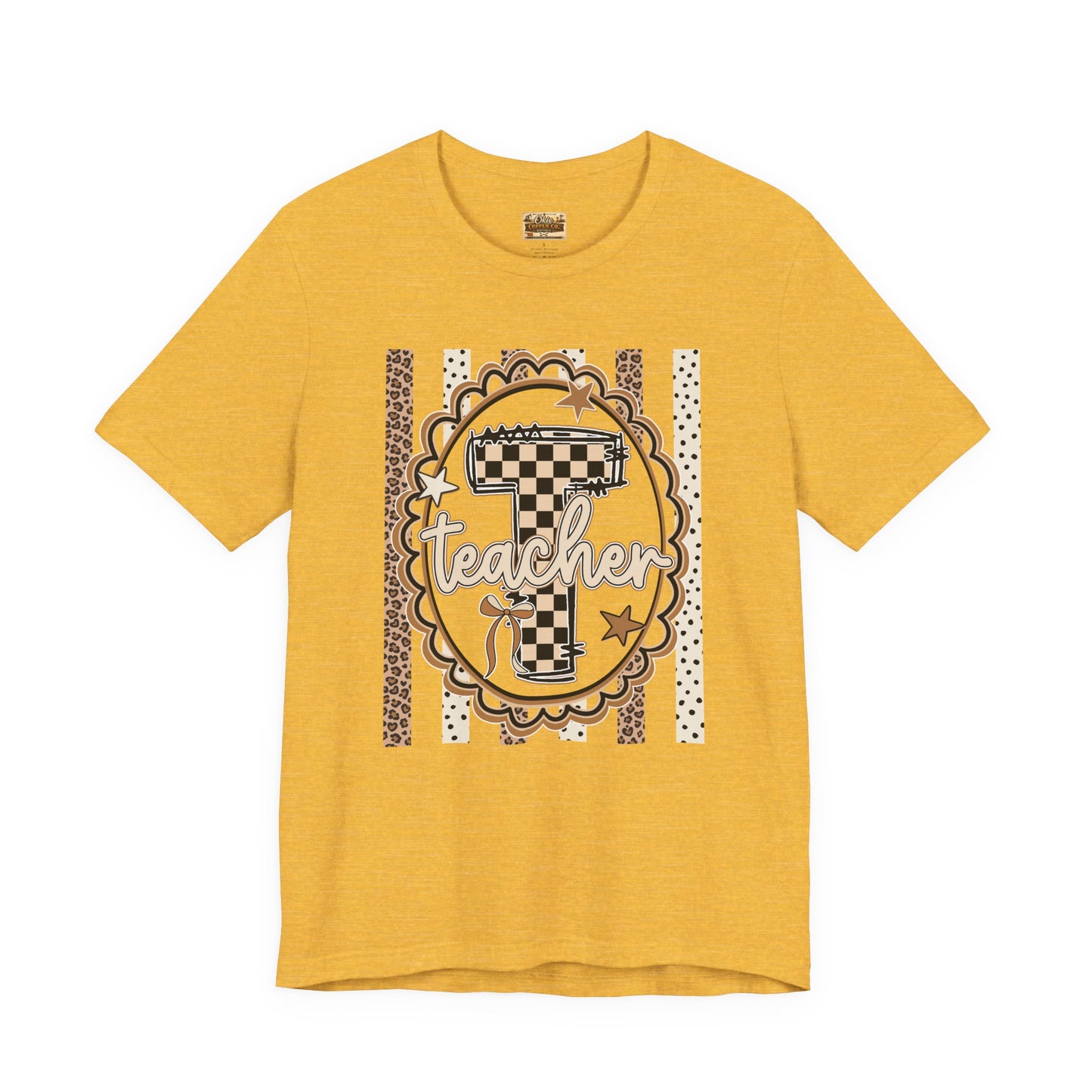 Teacher Monogram Tee — Number 1 Checkered Design