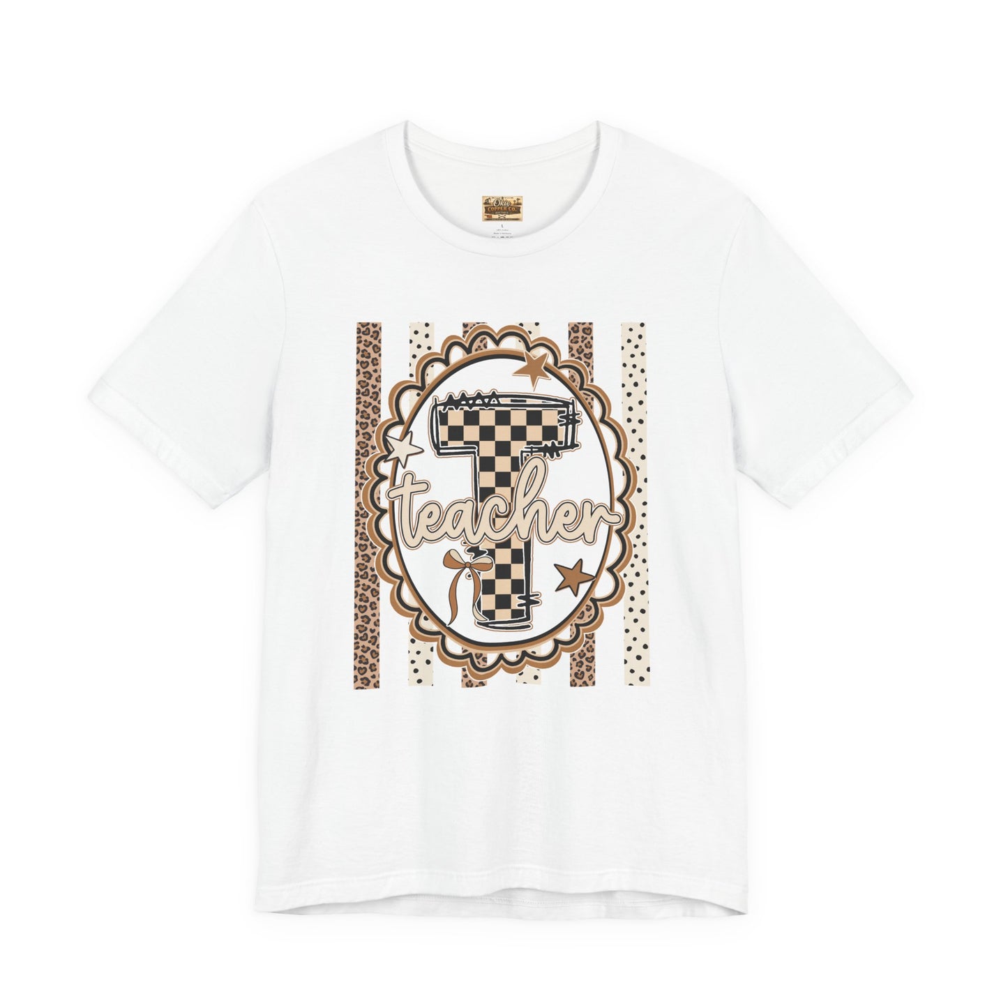 Teacher Monogram Tee — Number 1 Checkered Design