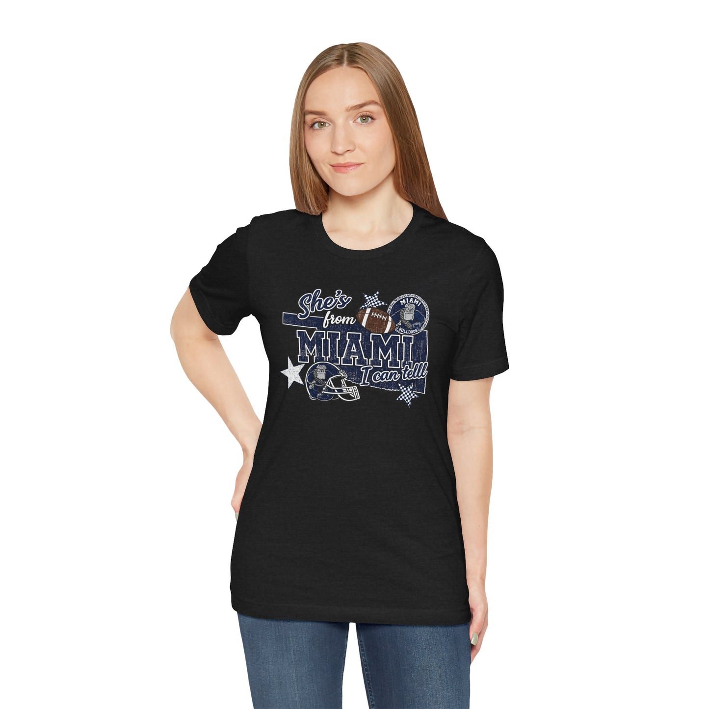 She's From Miami Graphic Tee — Retro Football Fan Shirt