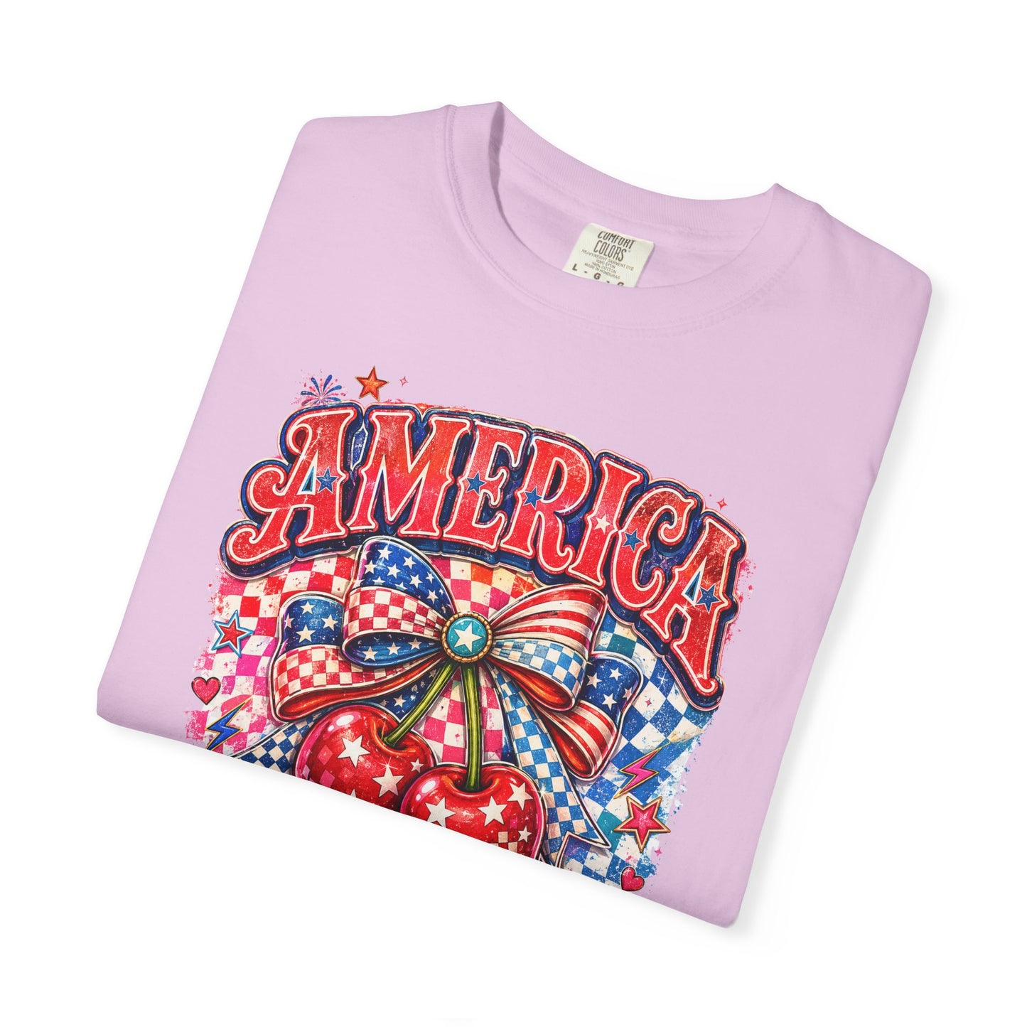 America Cherry Graphic T-Shirt — Patriotic 4th of July Tee