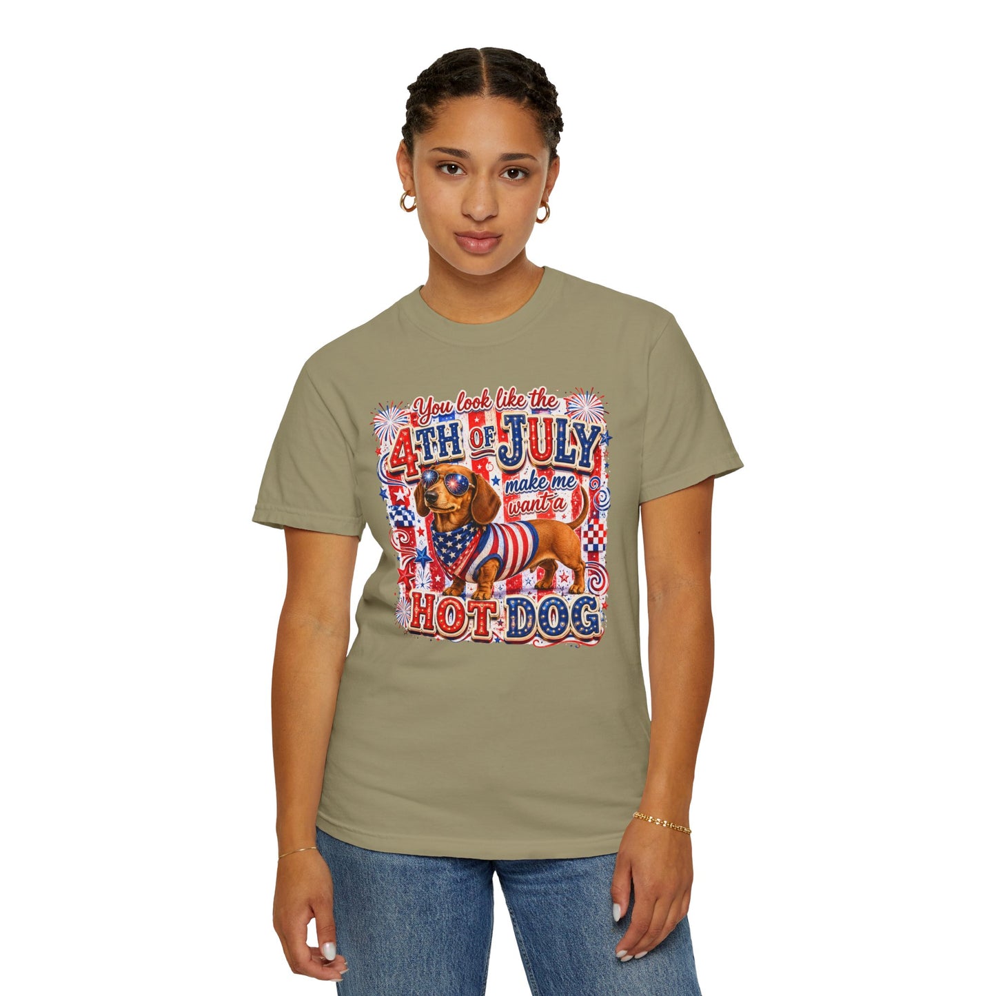 4th of July Hot Dog Dachshund T-Shirt – Patriotic Funny BBQ Tee