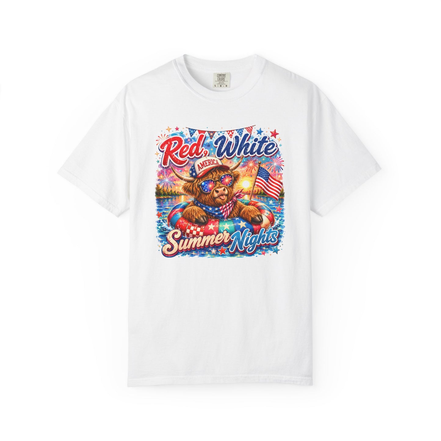 Red, White & Summer Nights T-Shirt — Patriotic Fourth of July Bear Graphic Tee
